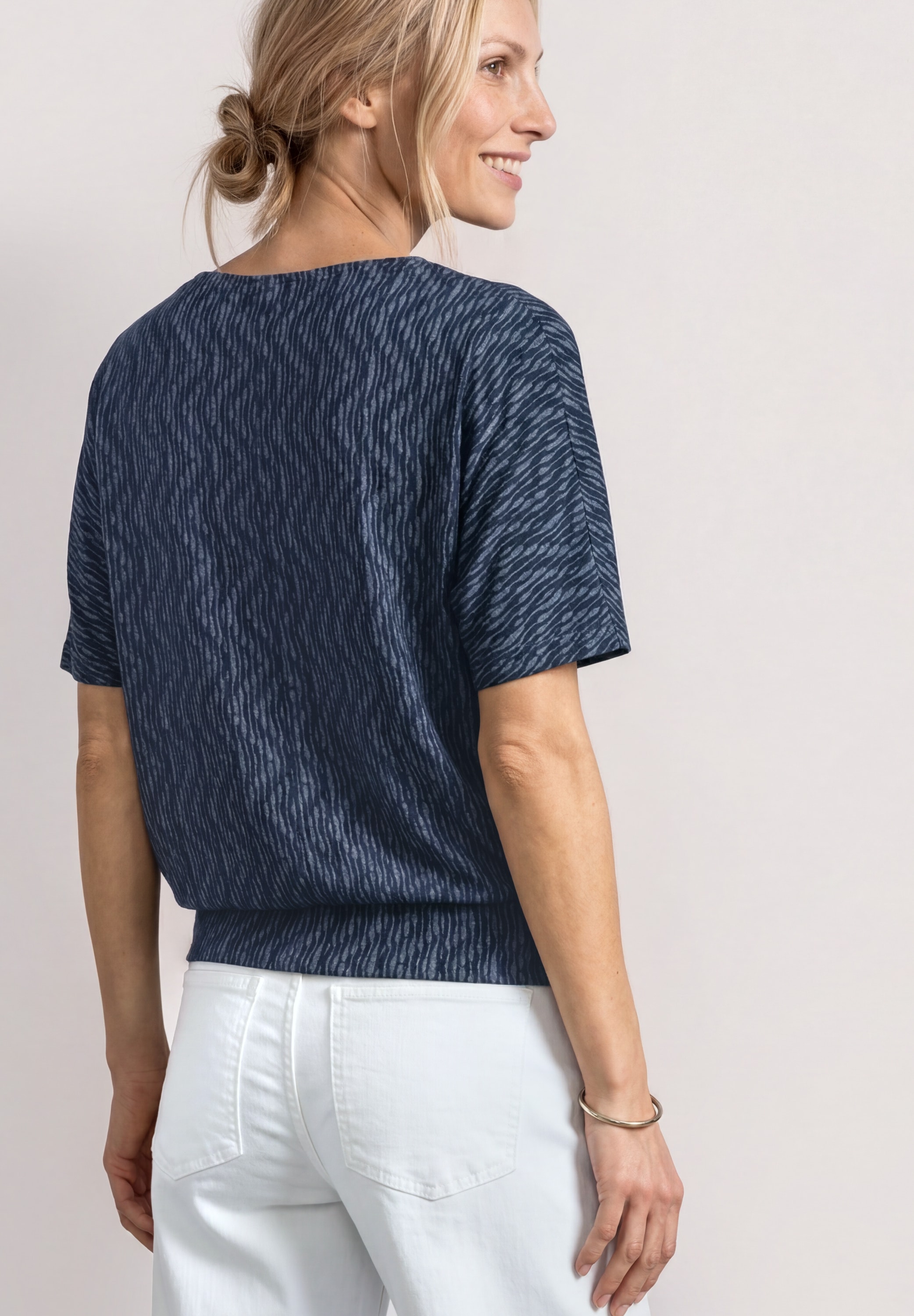 STREET ONE Shirt à col rond t-shirt d'été avec motif allover et encolure bateau