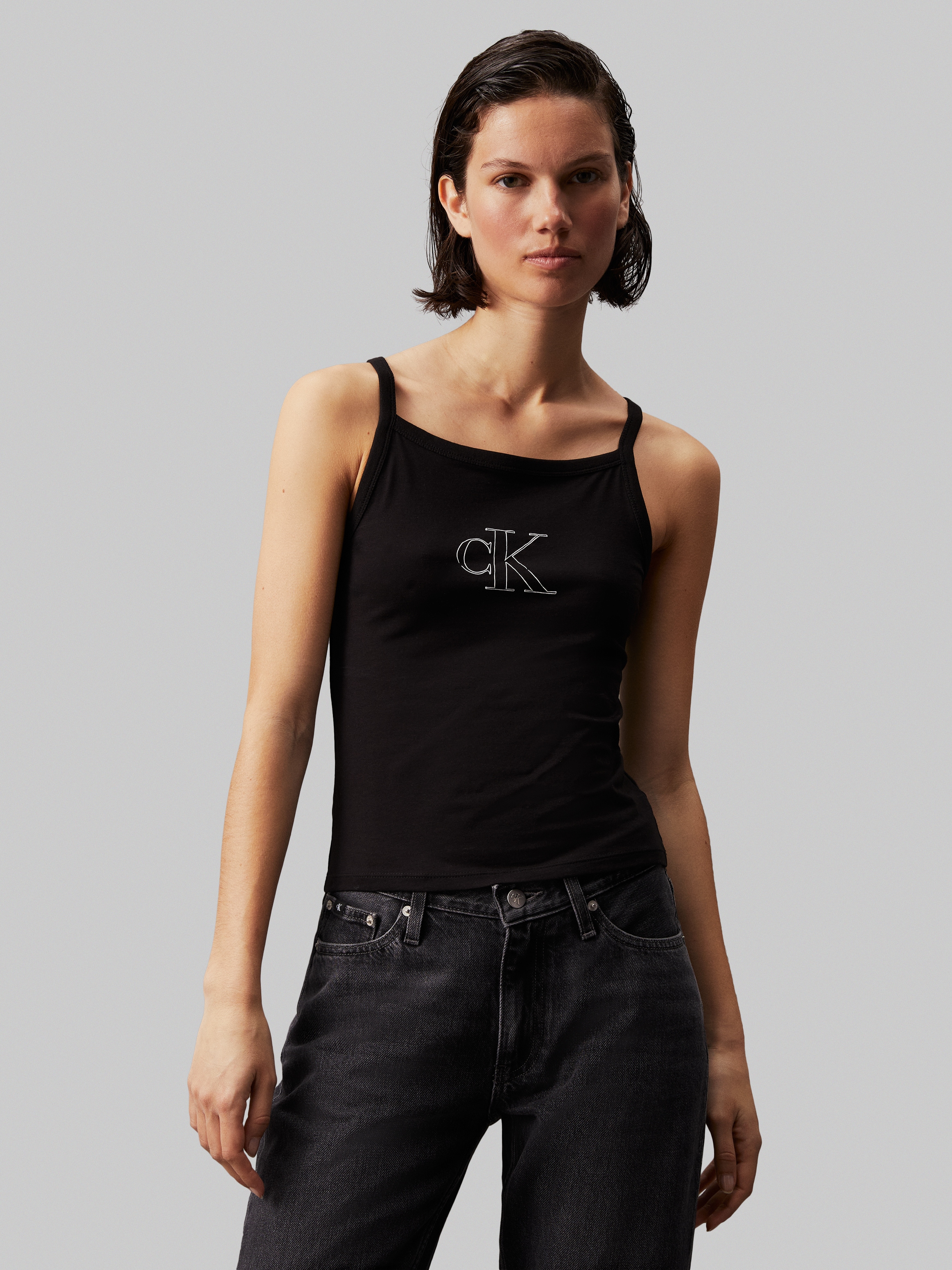 Calvin Klein Jeans Spaghettitop »OUTLINED CK STRAPPY TANK«, mit Markenlabel