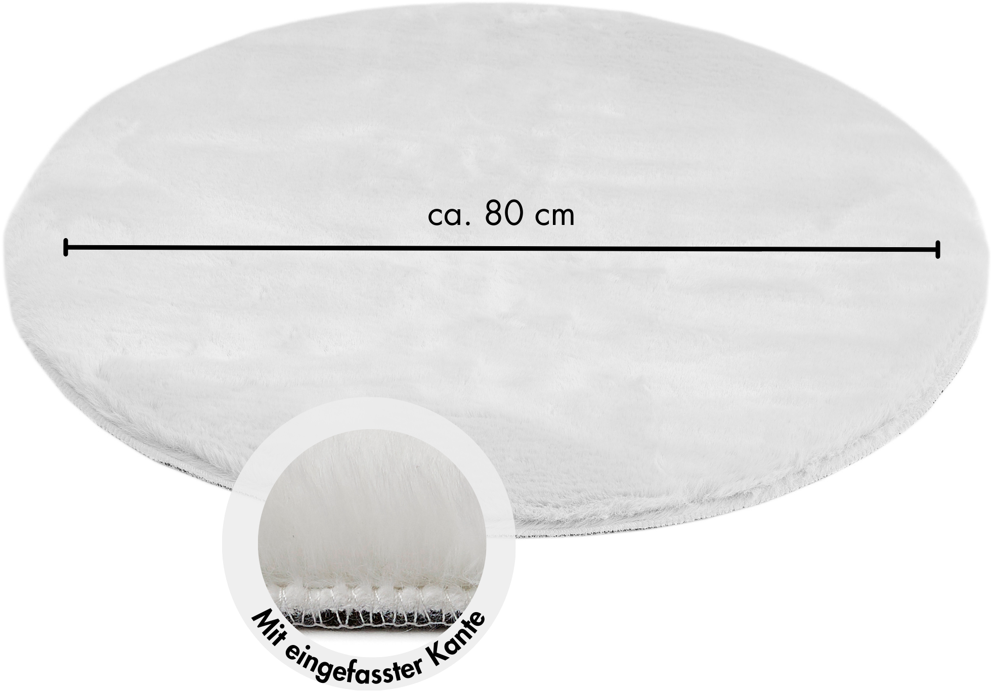 my home Tapis à poils longs »Lugano« Rond 30 mm Höhe Kunstfell, Uni Farben, sehr weich & kuschelig