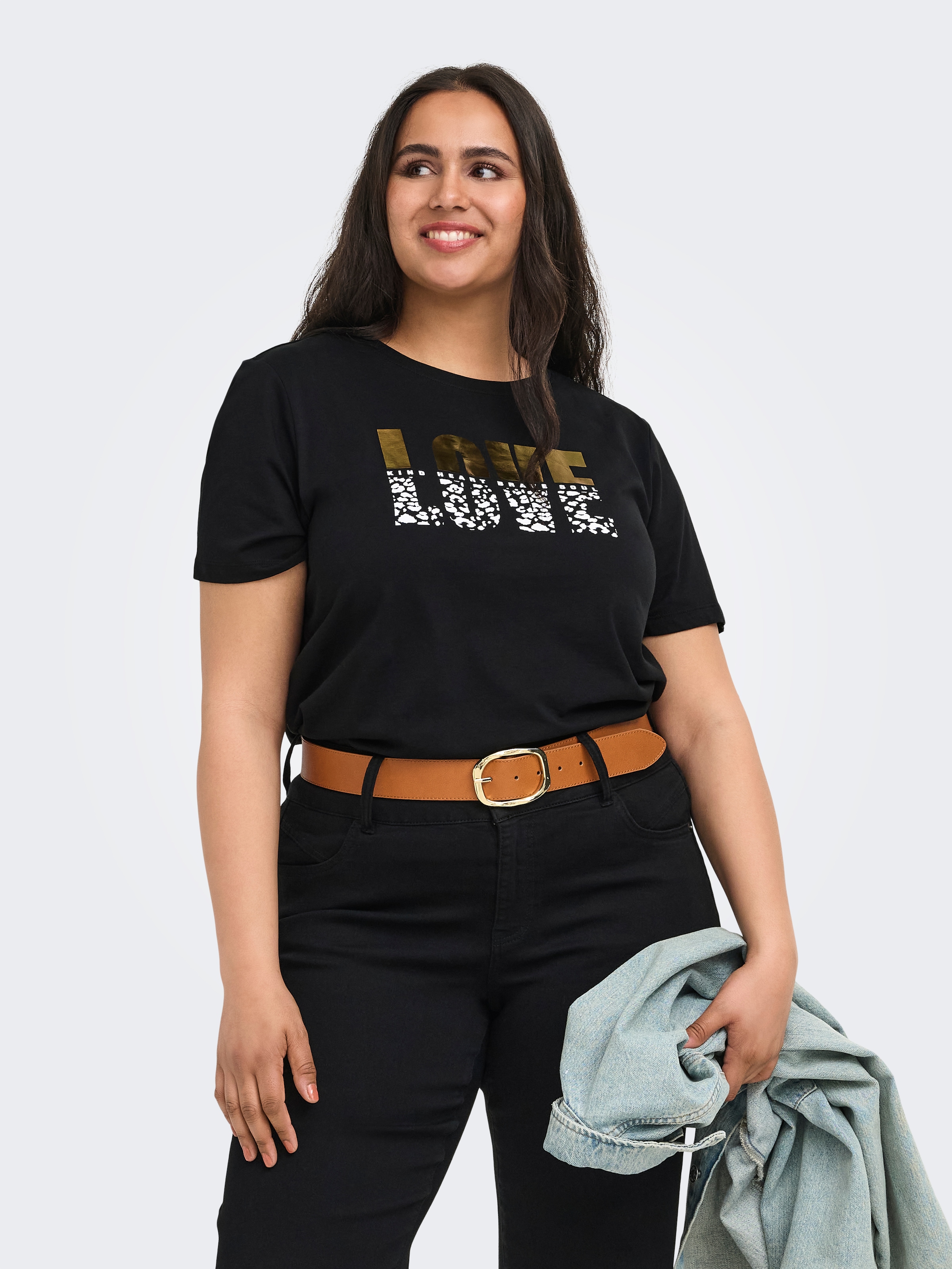Image of ONLY CARMAKOMA Kurzarmshirt "CARKITA S/S REG TEE JRS NOOS" Baumwolle, regular fit