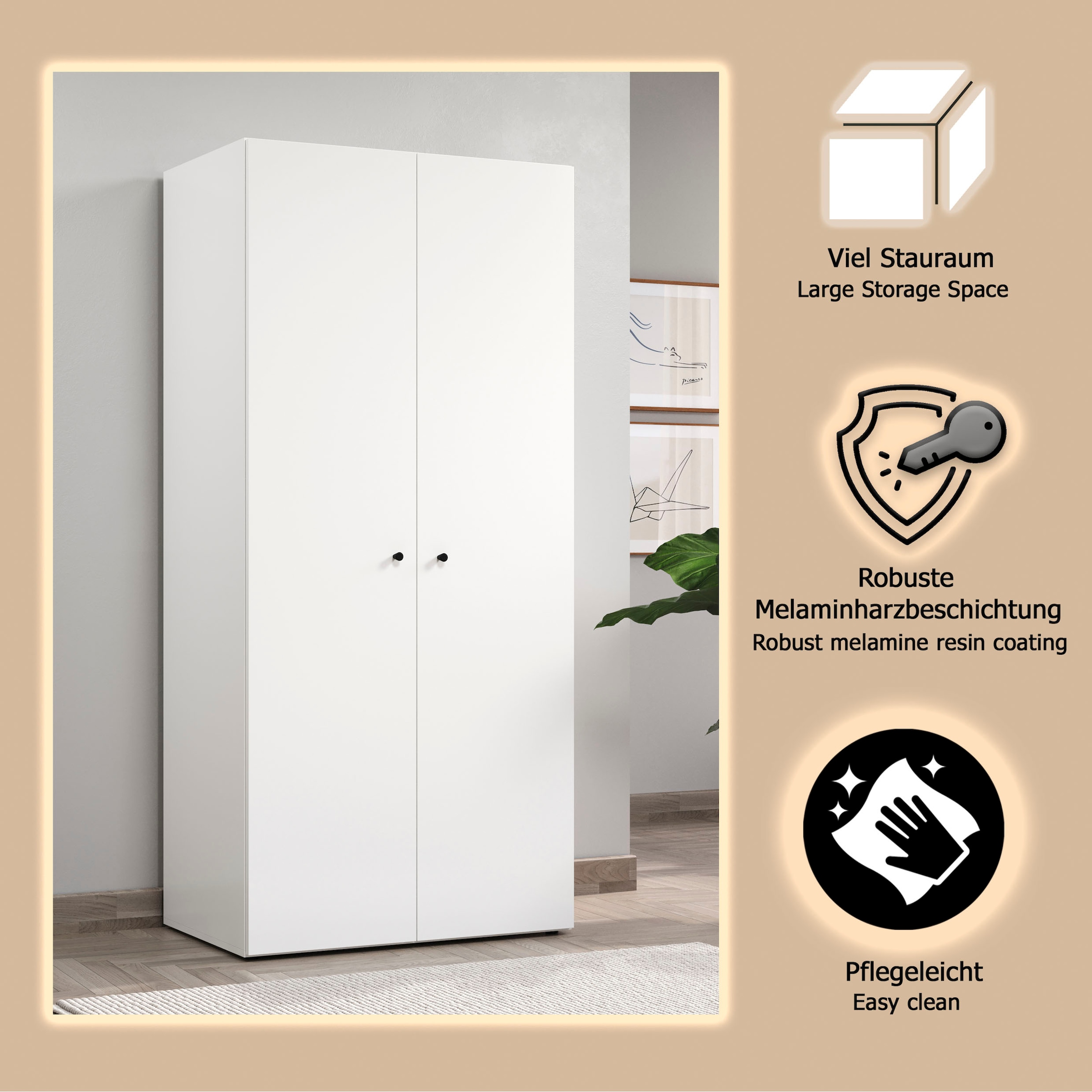 INOSIGN Kleiderschrank »Jersey Schlafzimmerschrank Garderobe Bestseller Schrank«, Drehtürenschrank mit modernen Griffen