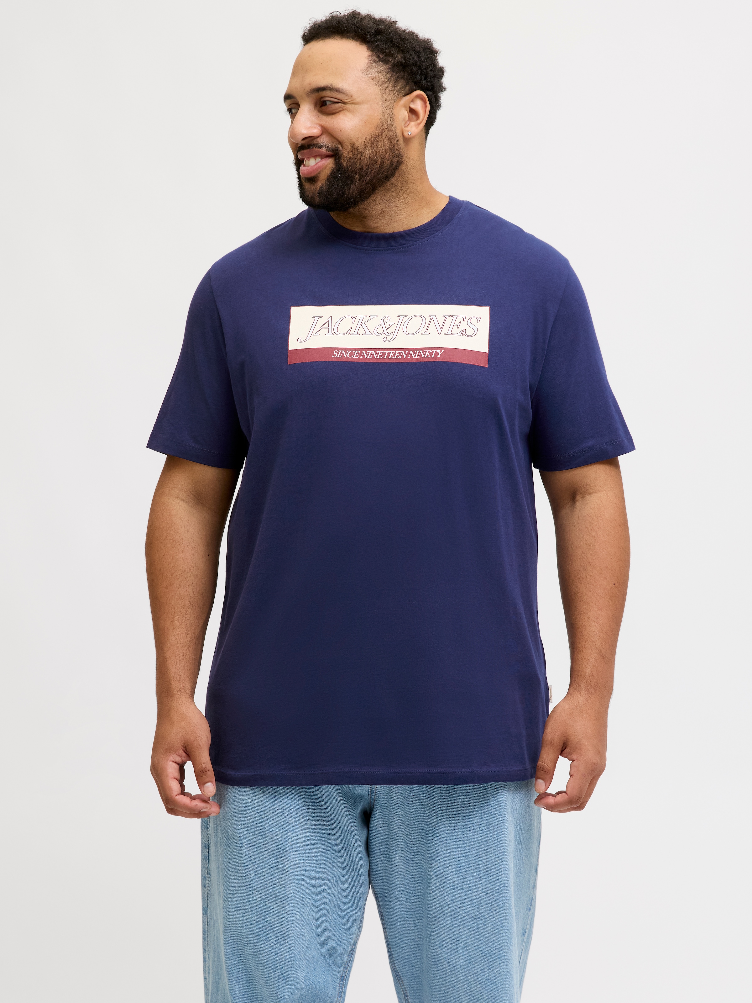 Image of Jack & Jones PlusSize T-Shirt "JORINWOOD BLOCK BRANDING TEE SS CN PLS"