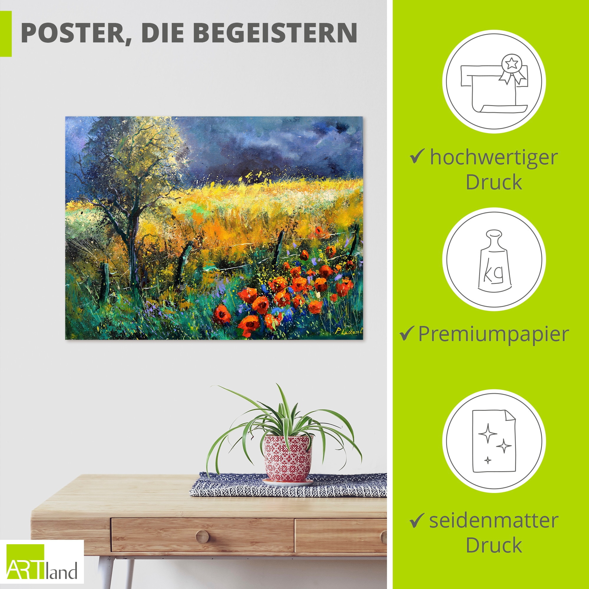 Artland Wandbild »Red poppies« Wiesen & Baumbilder 1 Stk. tlg. als Alubild, Leinwandbild, Poster, Wandaufkleber in verschied. Grössen
