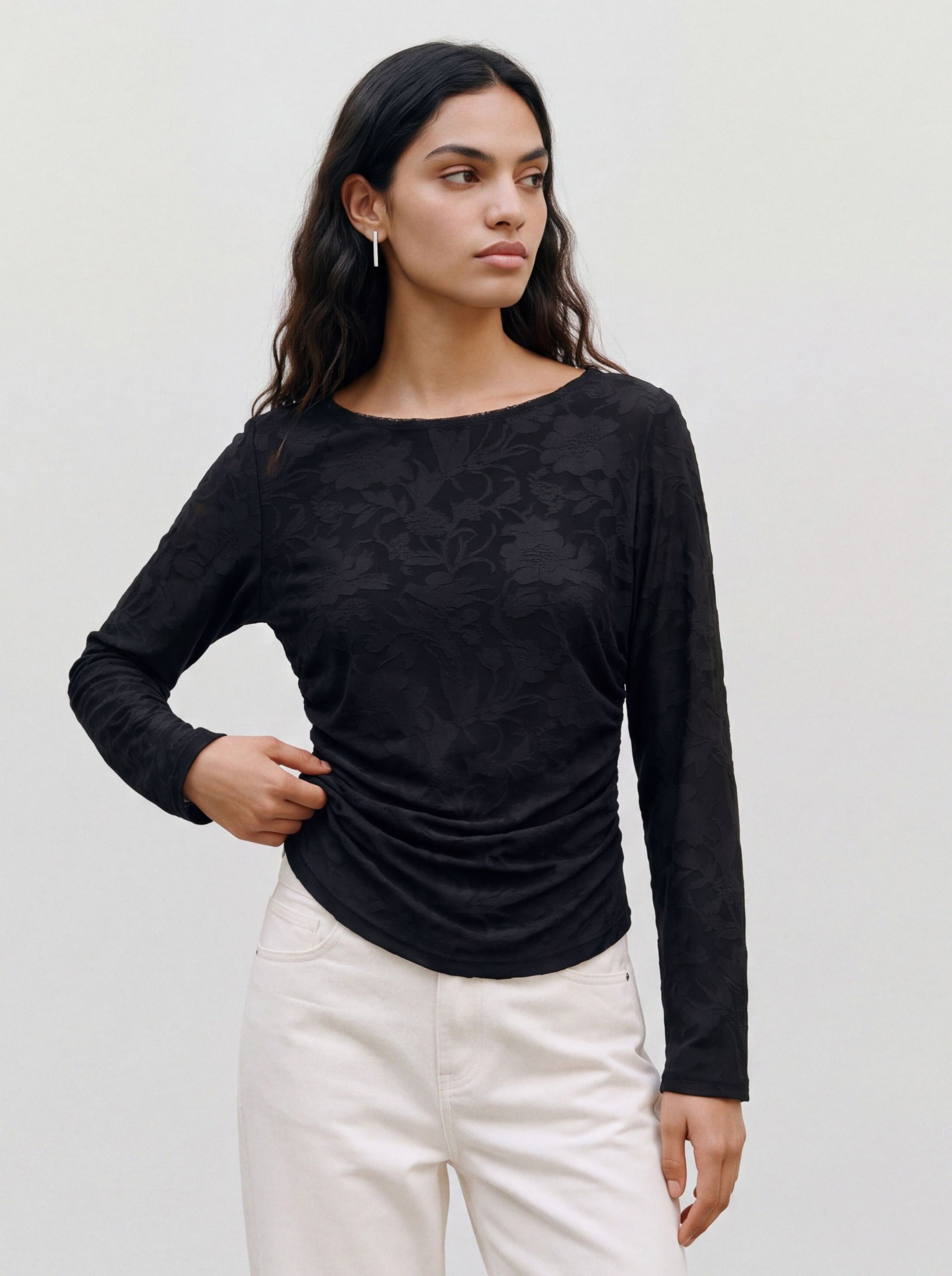 Vero Moda T-shirt à manches longues »VMLAYLA LS GATHERING TOP JRS NOOS« mélange de matériaux, coupe régulière