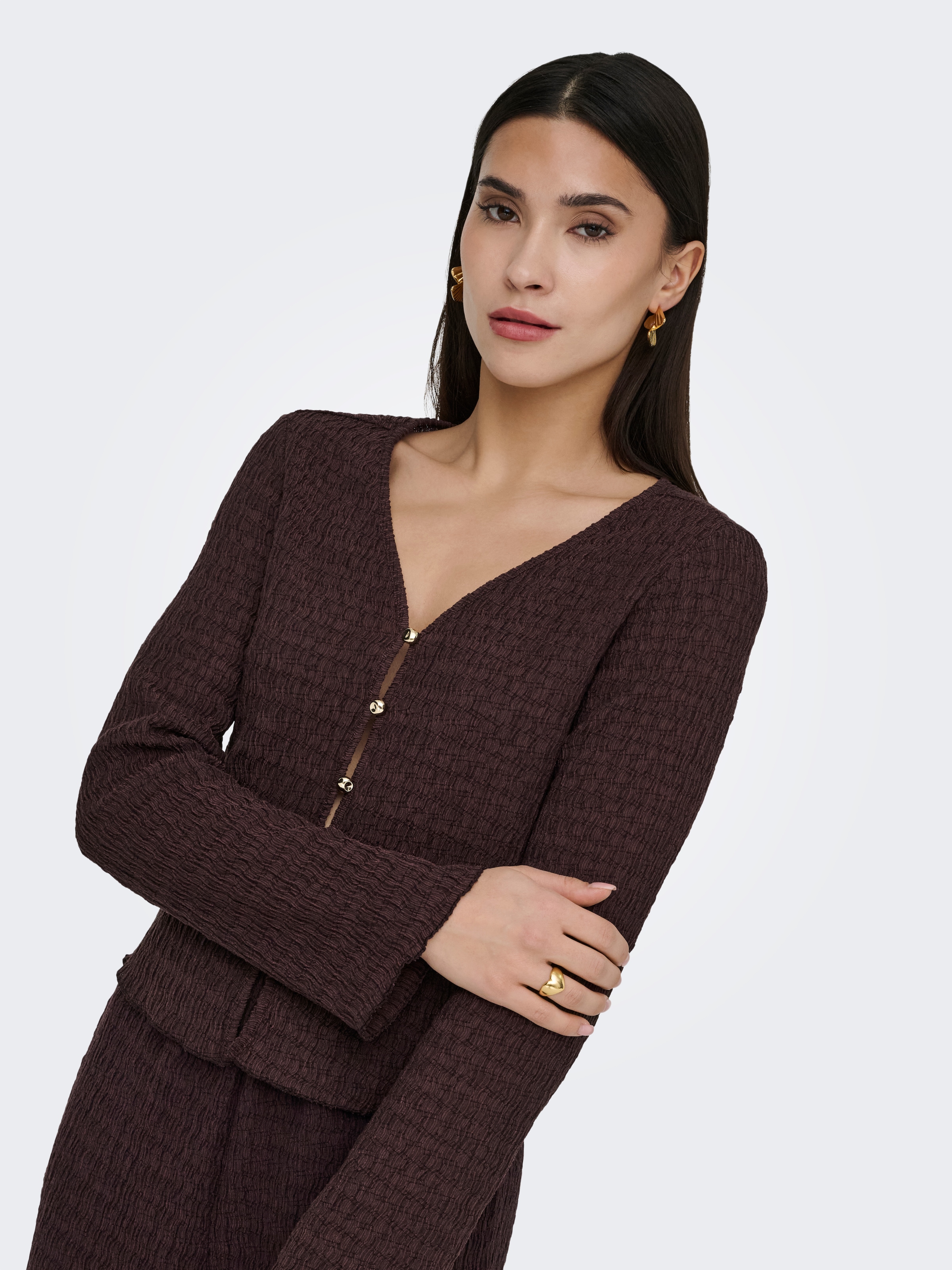 ONLY Veste en tricot »ONLILSE L/S CARIDGAN STRUC JRS« Kunstfaser, V-Ausschnitt