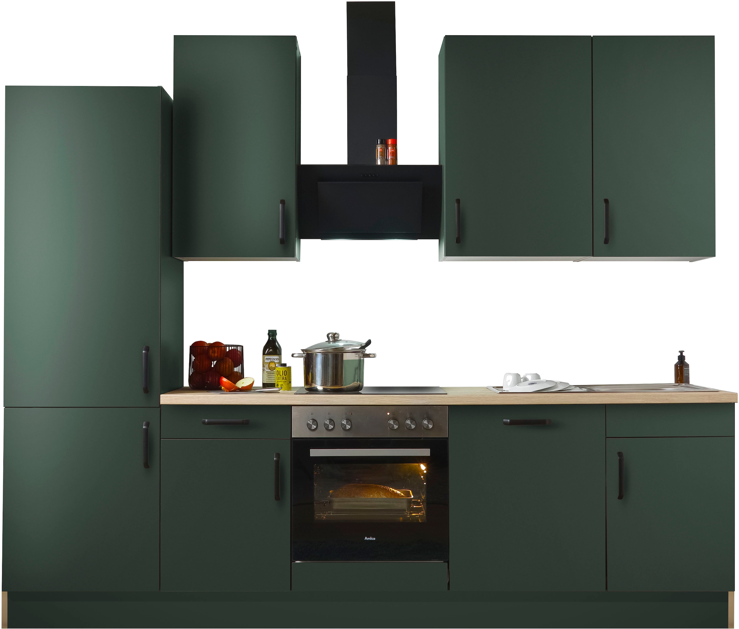 wiho Küchen Küchenzeile »"Simi", mit verstellbaren Füssen, Breite 280 cm,« wahlweise mit E-Geräten, Soft-Close-Funktion in Schubkästen & Auszügen