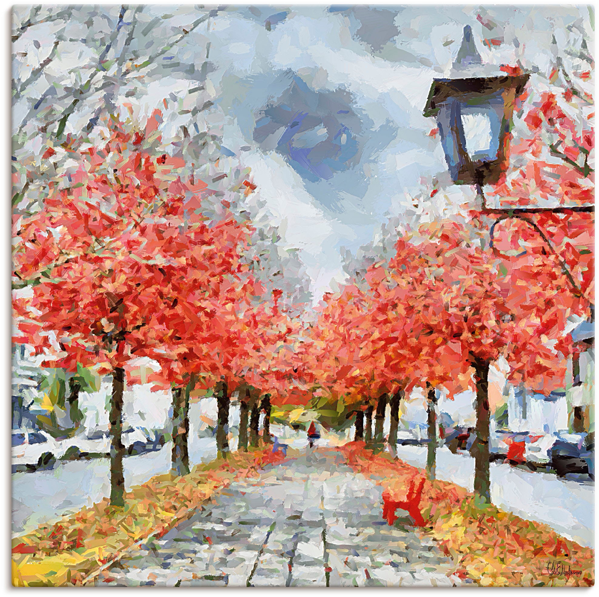 Image of Artland Wandbild "Rote Bank" Wiesen & Baumbilder 1 Stk. tlg. als Leinwandbild, Poster in verschied. Grössen