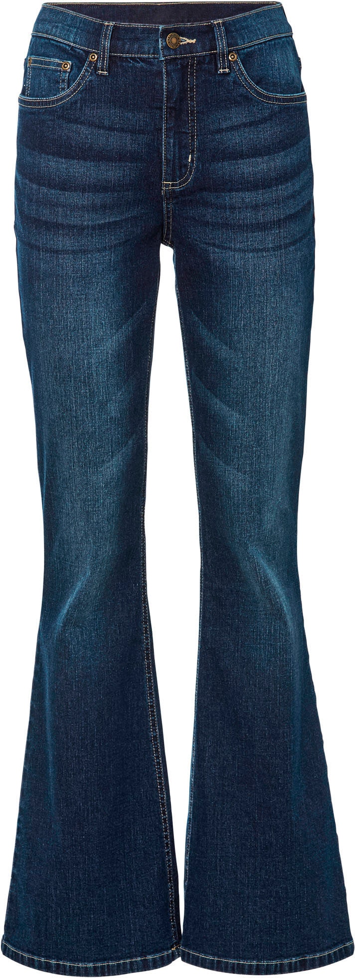 bonprix Jeans à pattes d'eph coupe régulière, avec part d’élasthanne, en mélange de coton