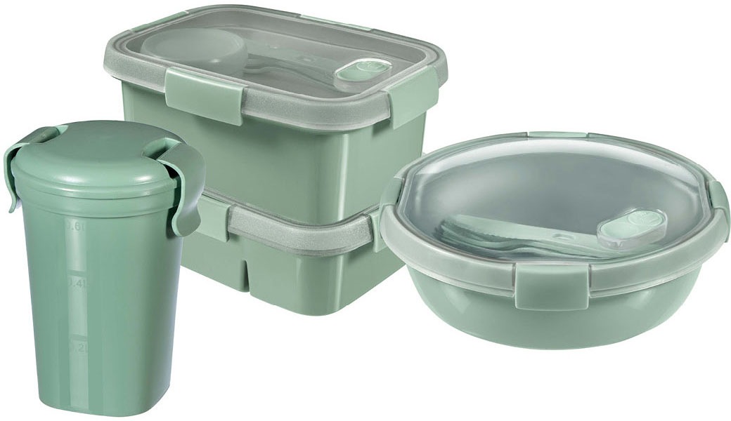 Image of Curver Frischhaltedose »SMART ECO TO GO UNCH«, (Set, 4 tlg., bestehend aus-Lunchbox rechteckig-Lunchbox rechteckig-Lunchbox rund-Becher), 100% Recyclingmaterial bei Ackermann Versand Schweiz