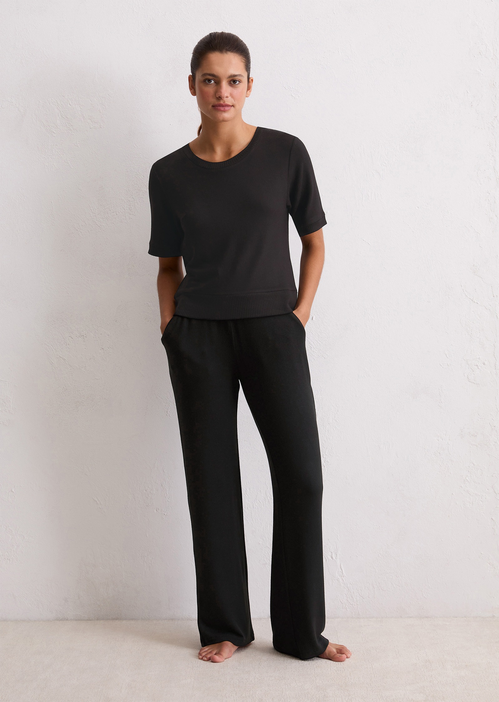 Image of Marc OPolo Kurzarmshirt gerippte Abschlüsse, Rundhals, Halbarm, weich, Modalmix, leicht