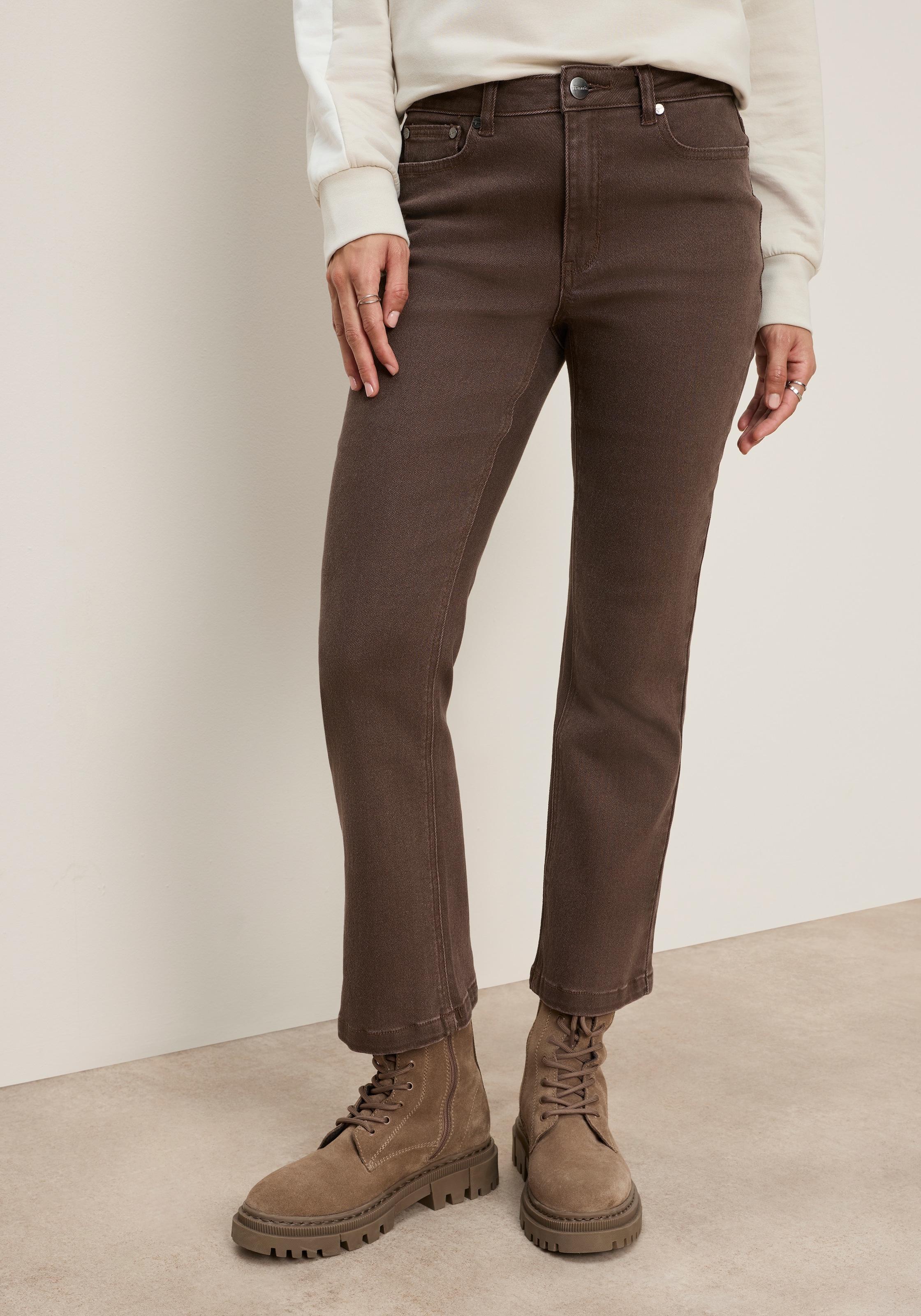 Image of Tamaris Weite Jeans "mit leicht ausgestelltem Bein" mit hoher Leibhöhe im cropped and flared Look