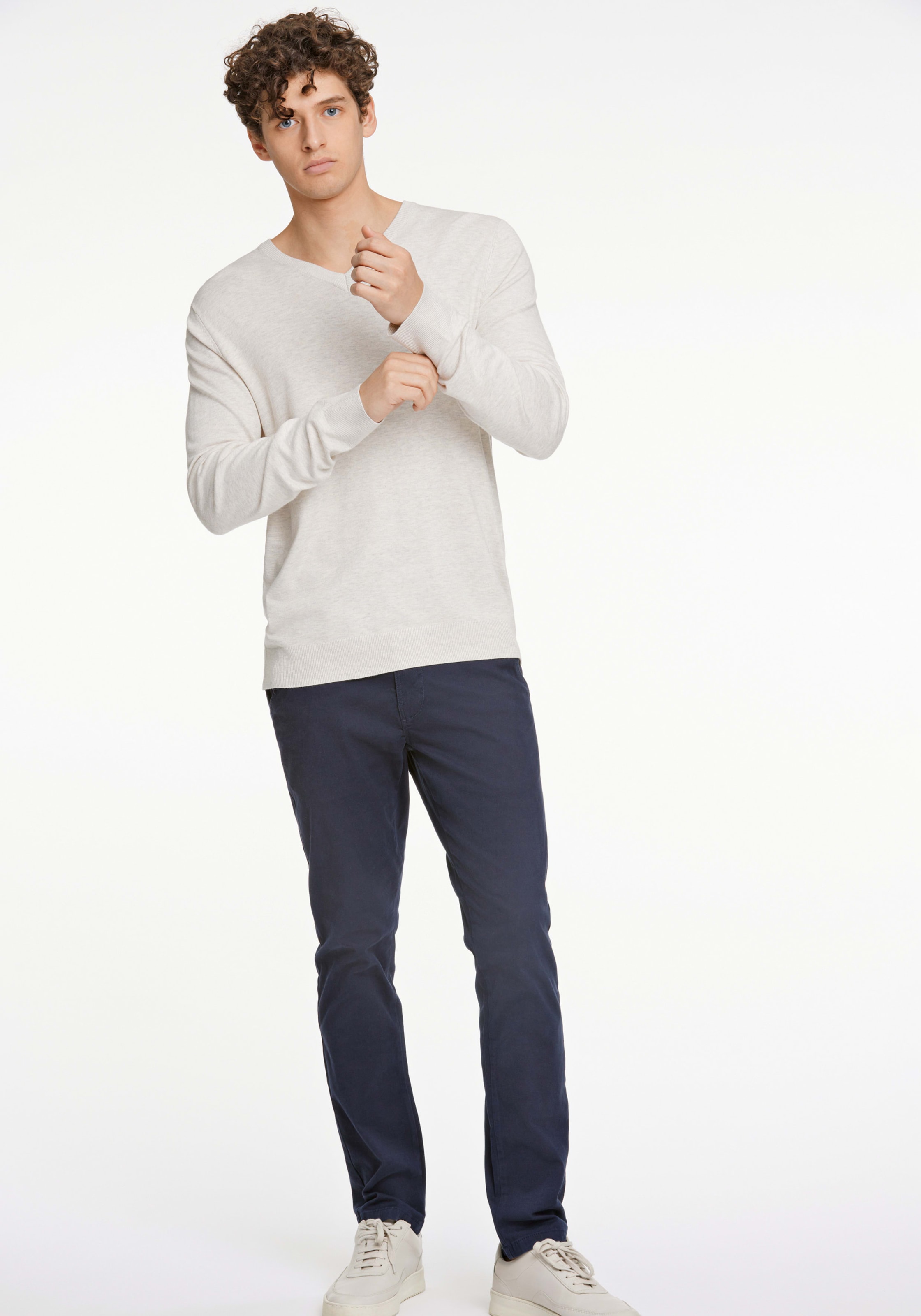 LINDBERGH Pull en tricot meliert, mit V.Ausschnitt