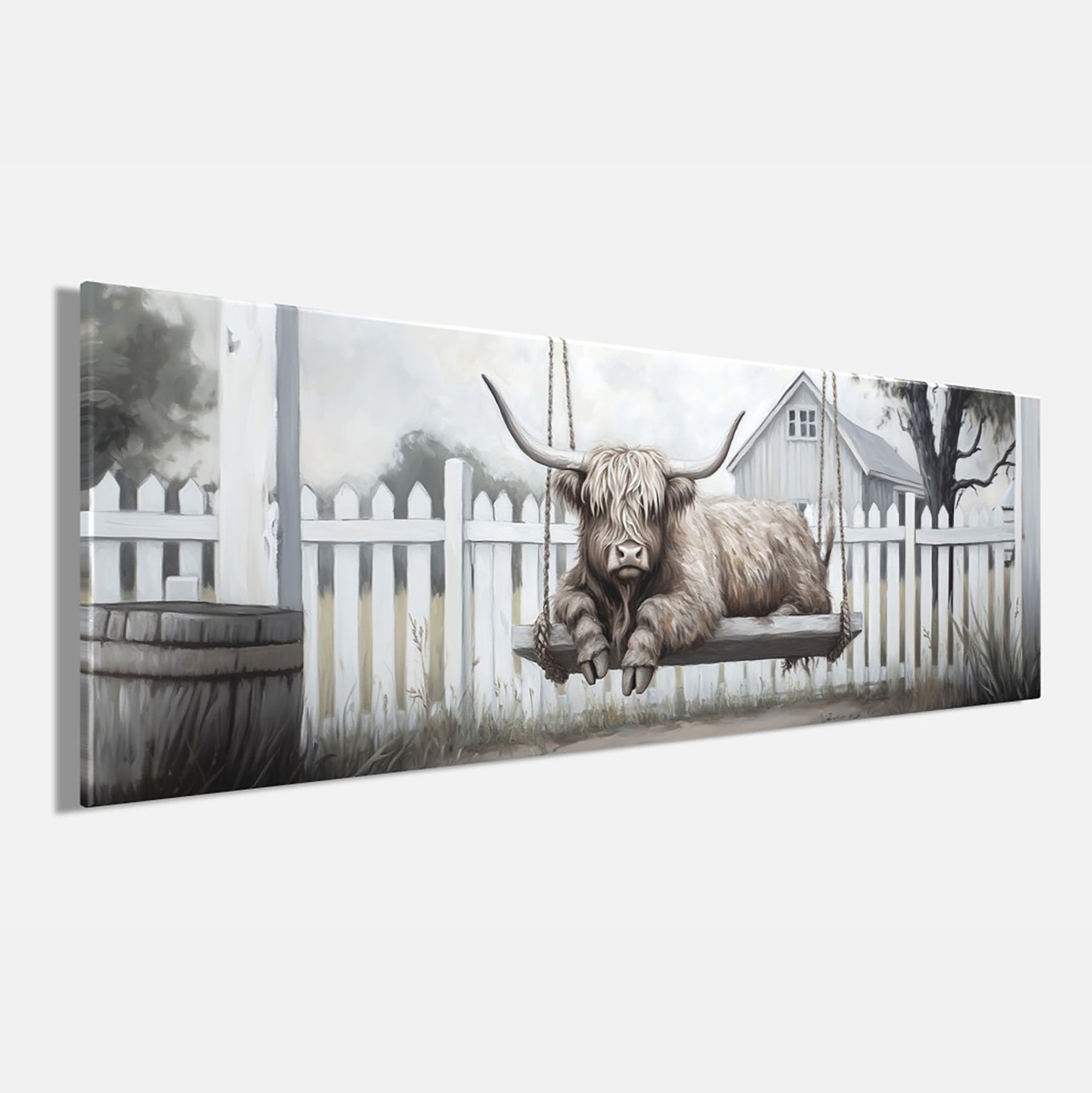 Bönninghoff Ölgemälde »handarbeit HOCHLANDRIND 40x120 cm – Wandbild Kunst Deko« Hochlandrind | Humor | Kuhbilder 1 Stk. tlg. handgefertigt, jedes Bild ein Unikat