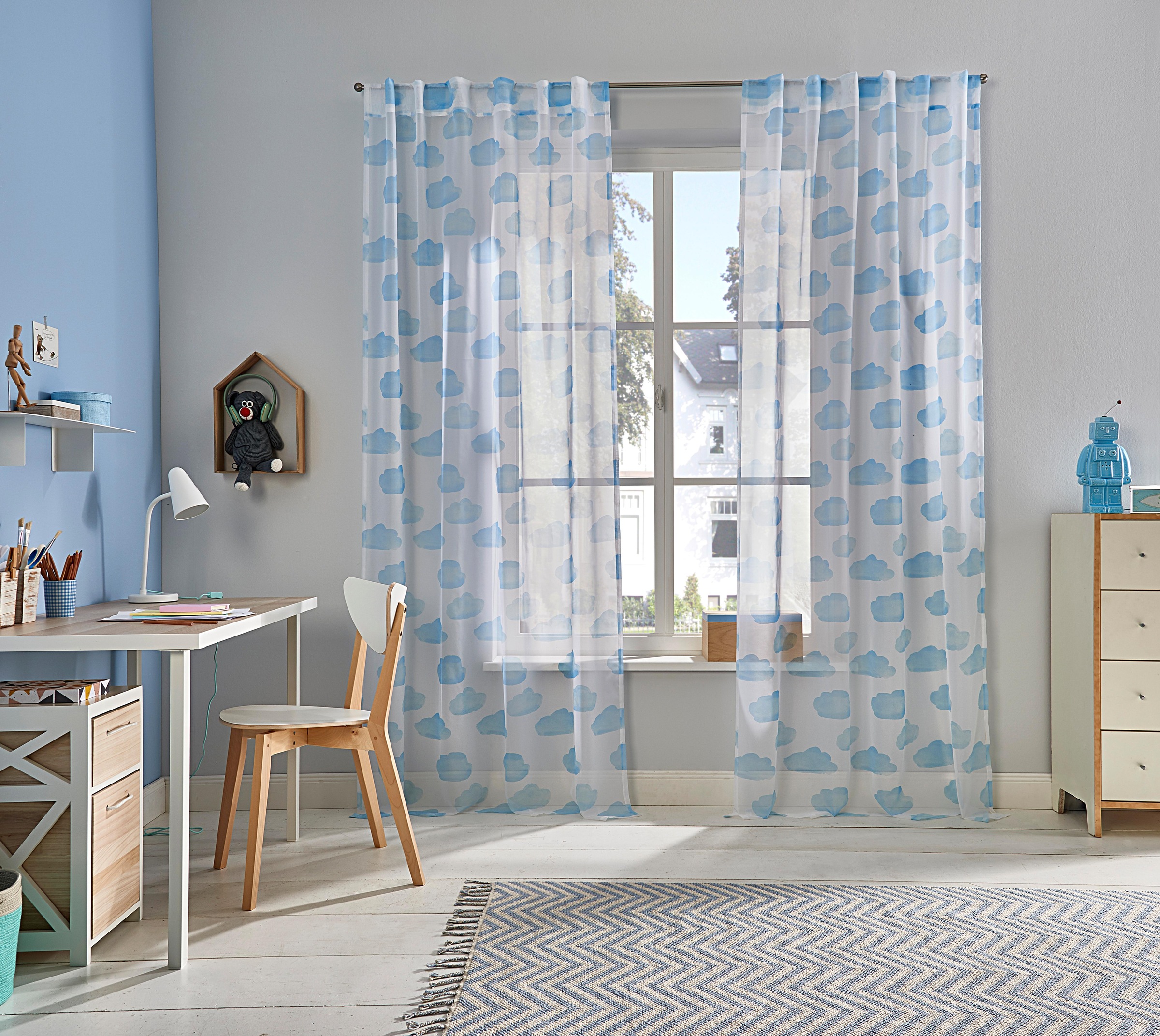 Image of Lüttenhütt Gardine »Wolke«, (1 St.), einseitig mit Wolken bedruckte Kindergardine, transparent, verschiedene Grössen bei Ackermann Versand Schweiz