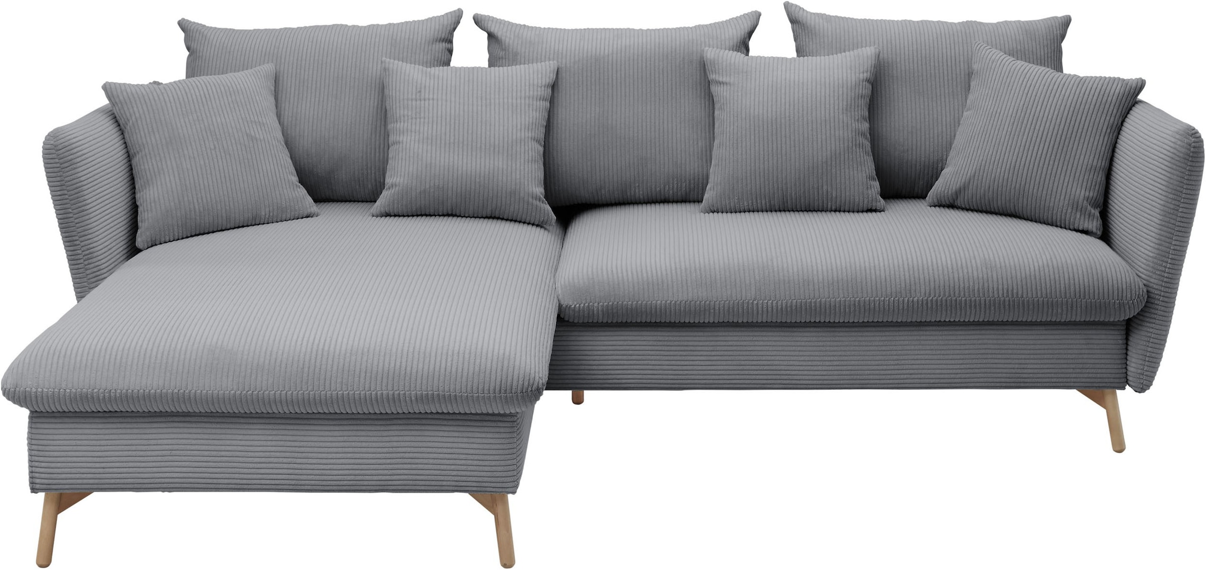 andas Ecksofa »MERLE, 258 cm, L-Form, traumhafter Cord,« mit Bettfunktion und Bettkasten, Liegefläche 224 x 139