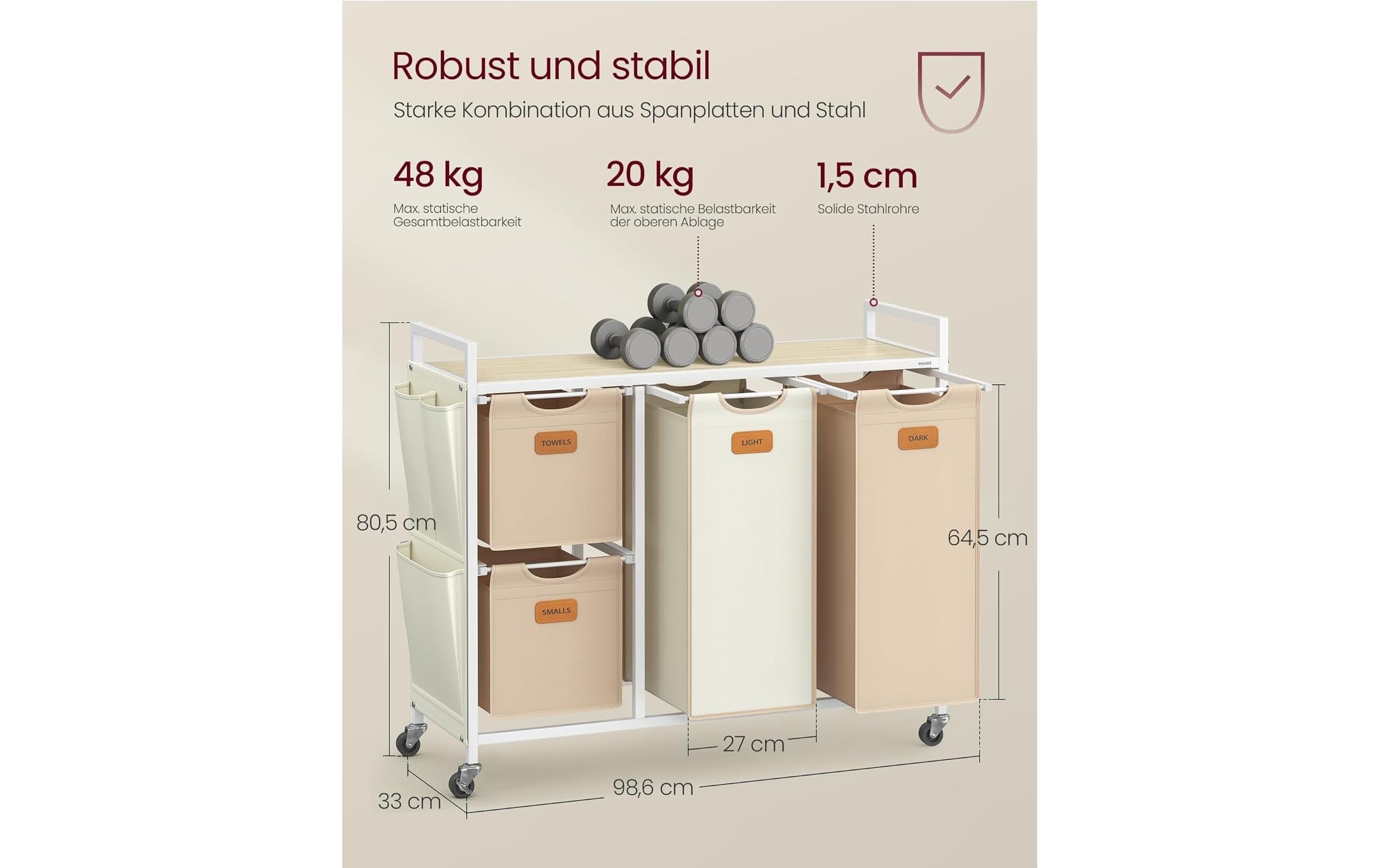 VASAGLE Panier à linge »mit 4 Fächern 150 l«
