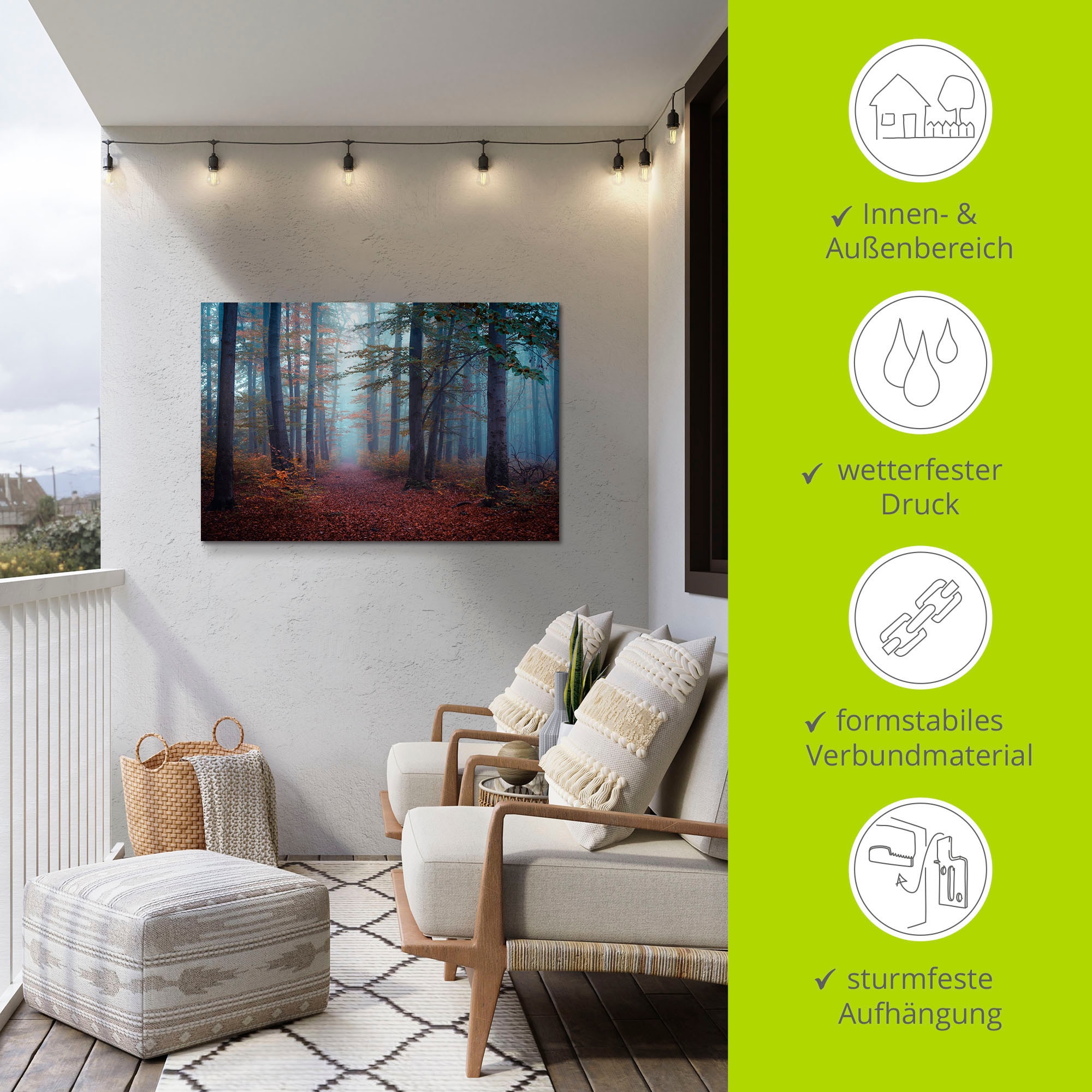 Artland Wandbild »Wald im Nebel«, Waldbilder, (1 St.), als Alubild, Outdoorbild in verschied. Grössen
