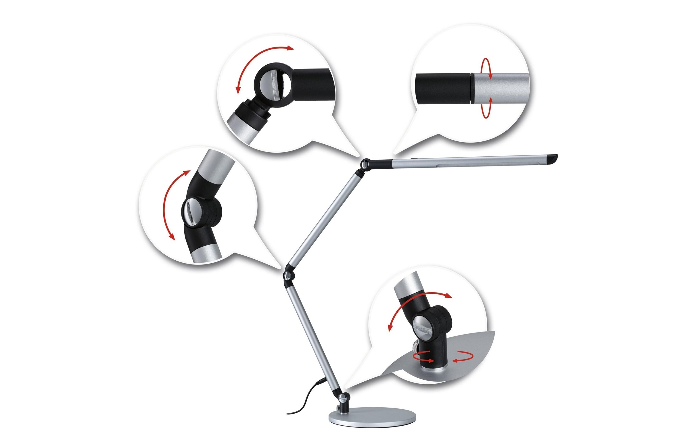 Paulmann Lampe de bureau LED »Paulmann Schreibtischleuchte LED 3-Step-Dim Silber« Module LED Blanc froid | blanc chaud