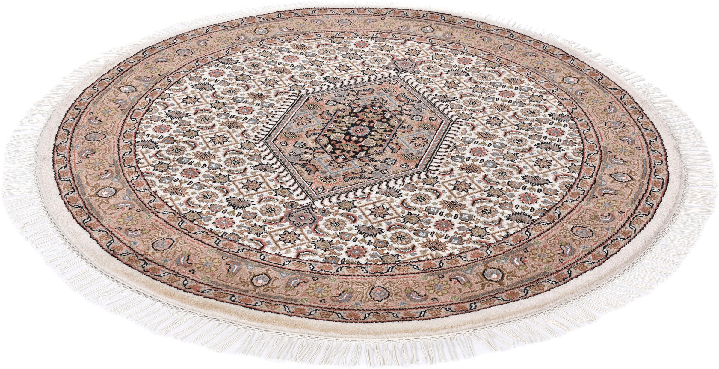 Image of THEKO Orientteppich "Benares Bidjar" rund 12 mm Höhe reine Wolle, handgeknüpft, mit Fransen