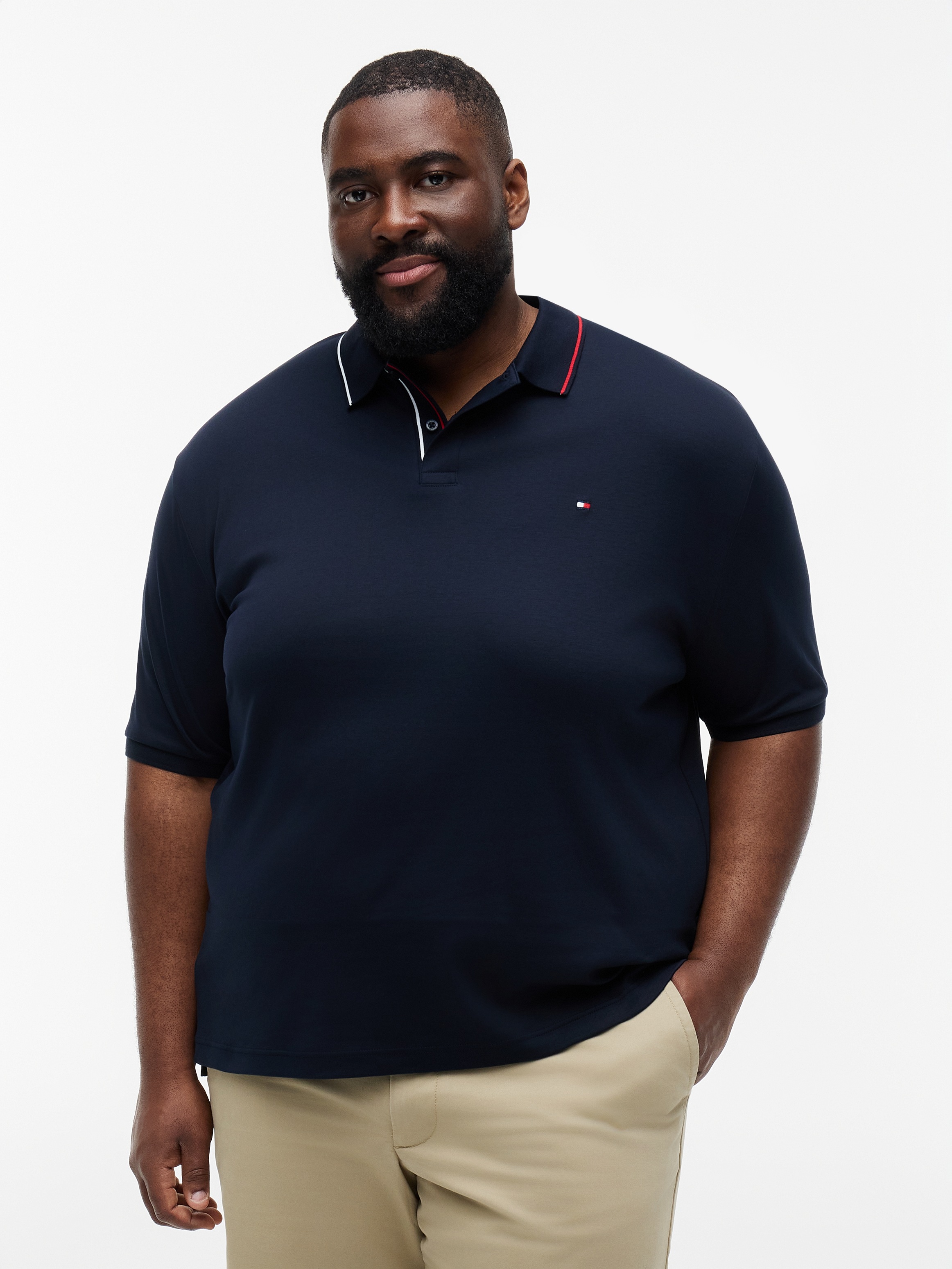 Image of Tommy Hilfiger Big & Tall Poloshirt "BT-LIQUID COTTON TIPPED SLIM-B" aus Baumwolle