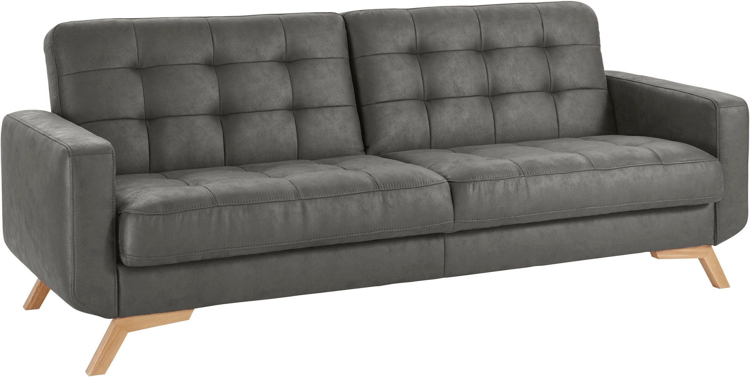 exxpo - sofa fashion 3-Sitzer »Fiord, aktuelles Design, tolle Detailverarbeitung im Sitz und Rücken«, bequem, wahlweise Kippcouch mit Bettfunktion und Bettkasten, Holzfuss