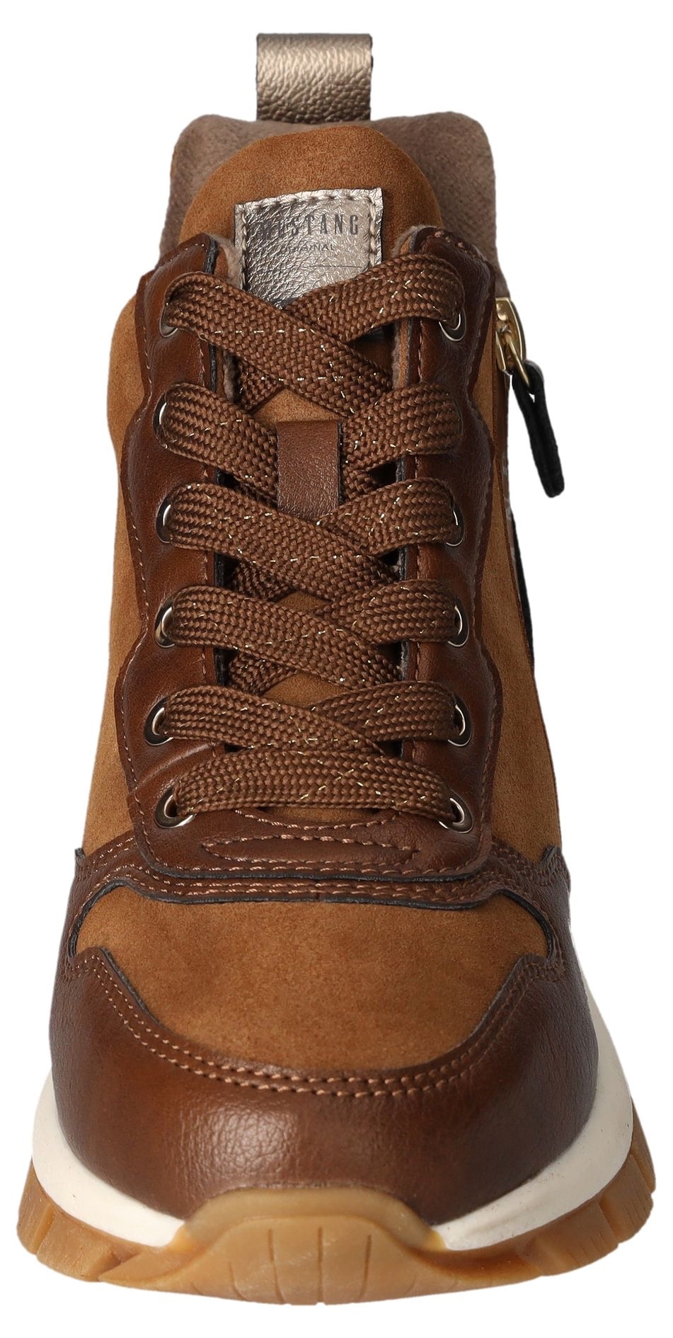 Mustang Shoes Schnürboots, High Top Sneaker, Stiefelette mit zusätzlichem Reissverschluss
