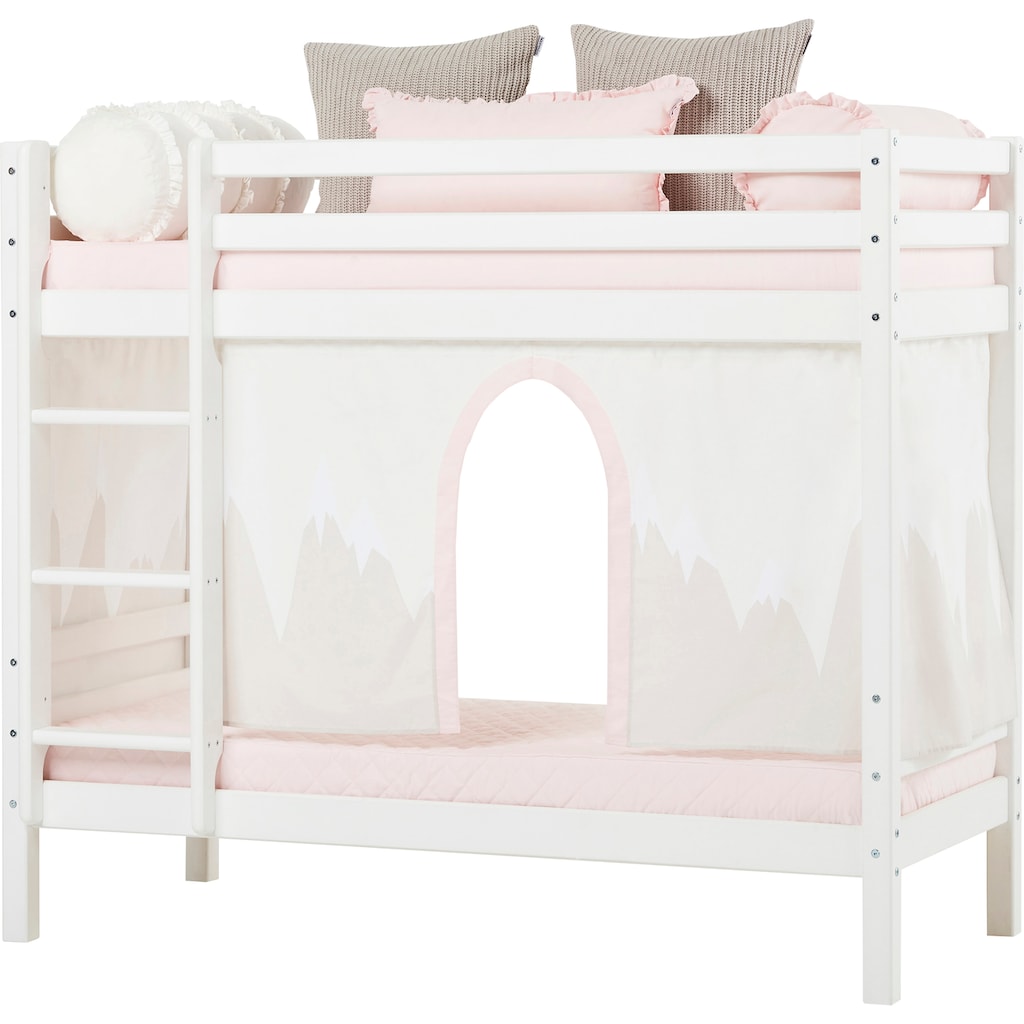 Hoppekids Etagenbett »«Winter Wonderland»«, (Set, 4 St., Bett, Vorhang und zwei Matratzen), 70x160 massiv mit Vorhang & Matratzen