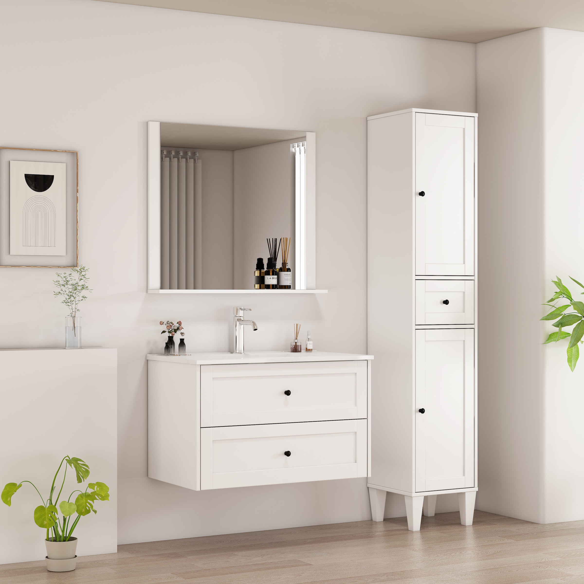 welltime Miroir de salle de bain »AMSTERDAM« in zwei Breiten 60cm, 80cm mit praktischer Ablagefläche