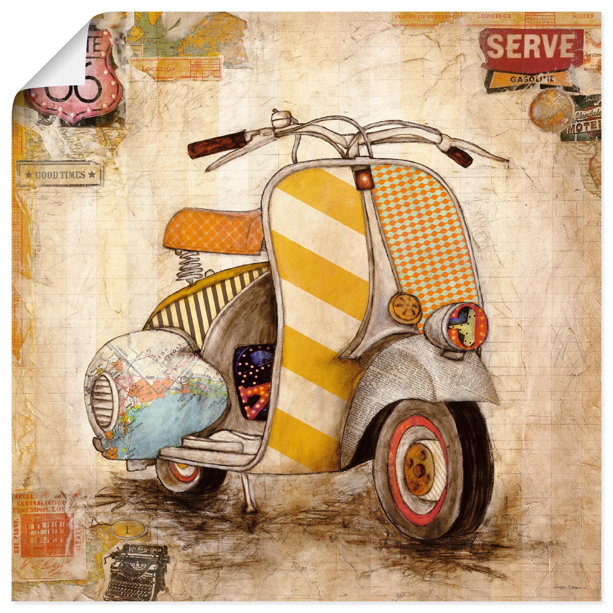 Image of Artland Wandbild »Drum herum I«, Motorräder & Roller, (1 St.), in vielen Grössen & Produktarten -Leinwandbild, Poster, Wandaufkleber / Wandtattoo auch für Badezimmer geeignet bei Ackermann Versand Schweiz