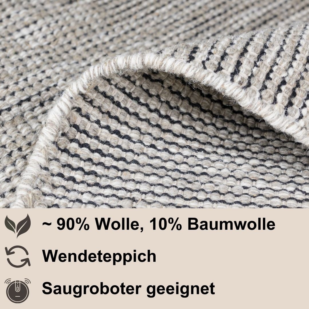 Myflair Möbel & Accessoires Wollteppich »Anisa«, rechteckig, Uni Farben, meliert, reine Wolle, handgeknüpft, Wohnzimmer