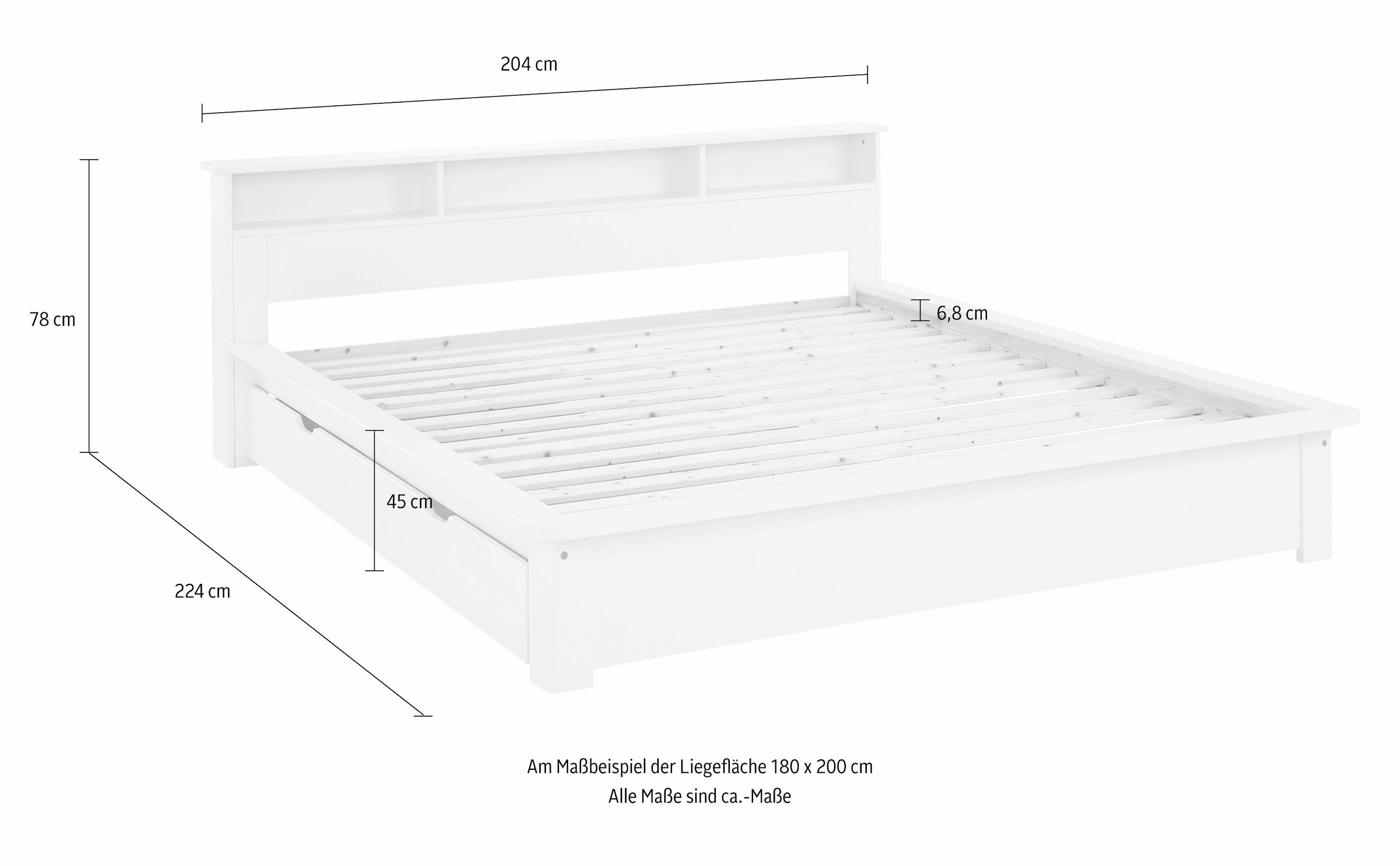 Home affaire Bett »"KERO" BESTSELLER! Stauraum im Kopfteil«, zertifiziertes Massivholz (Kiefer), optional mit Schublade