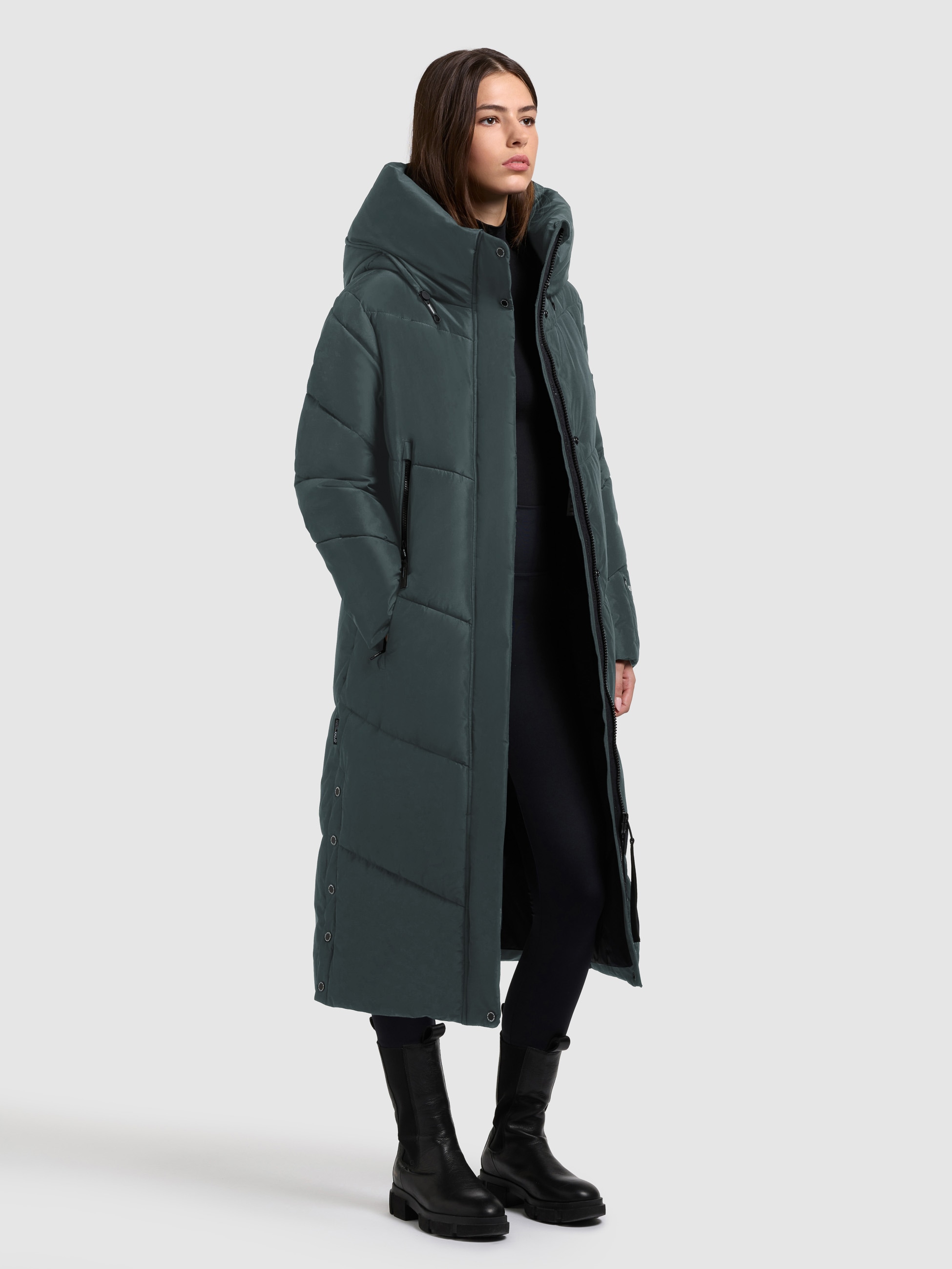 khujo Manteau matelassé »PULSET MATT« grosse Kapuze, Reissverschlusstaschen