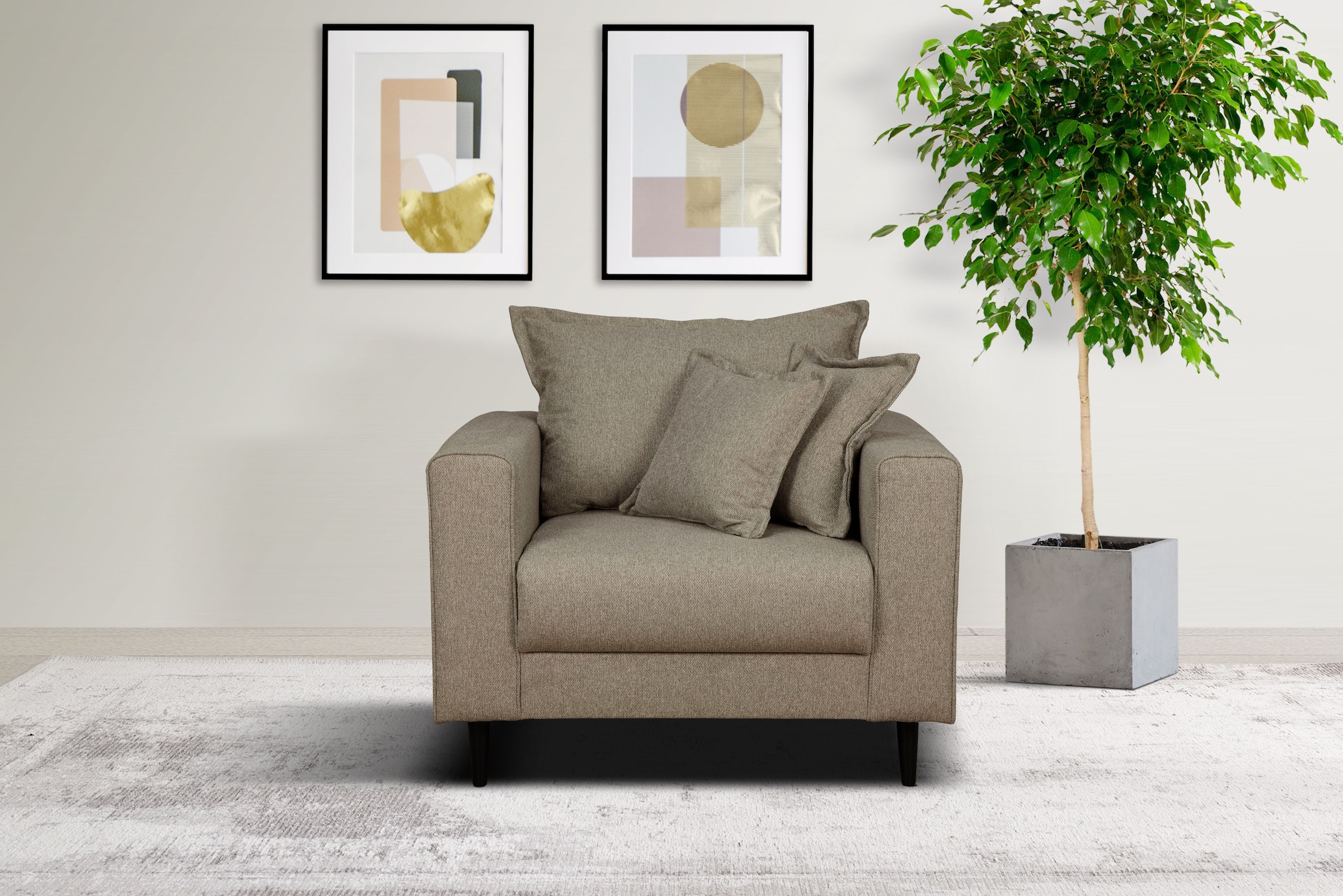 Image of Home affaire Sessel "VEYRAS Loungesessel, Masse B/T/H: 95/84/76 cm" mit Wellenunterfederung, incl. Kissen