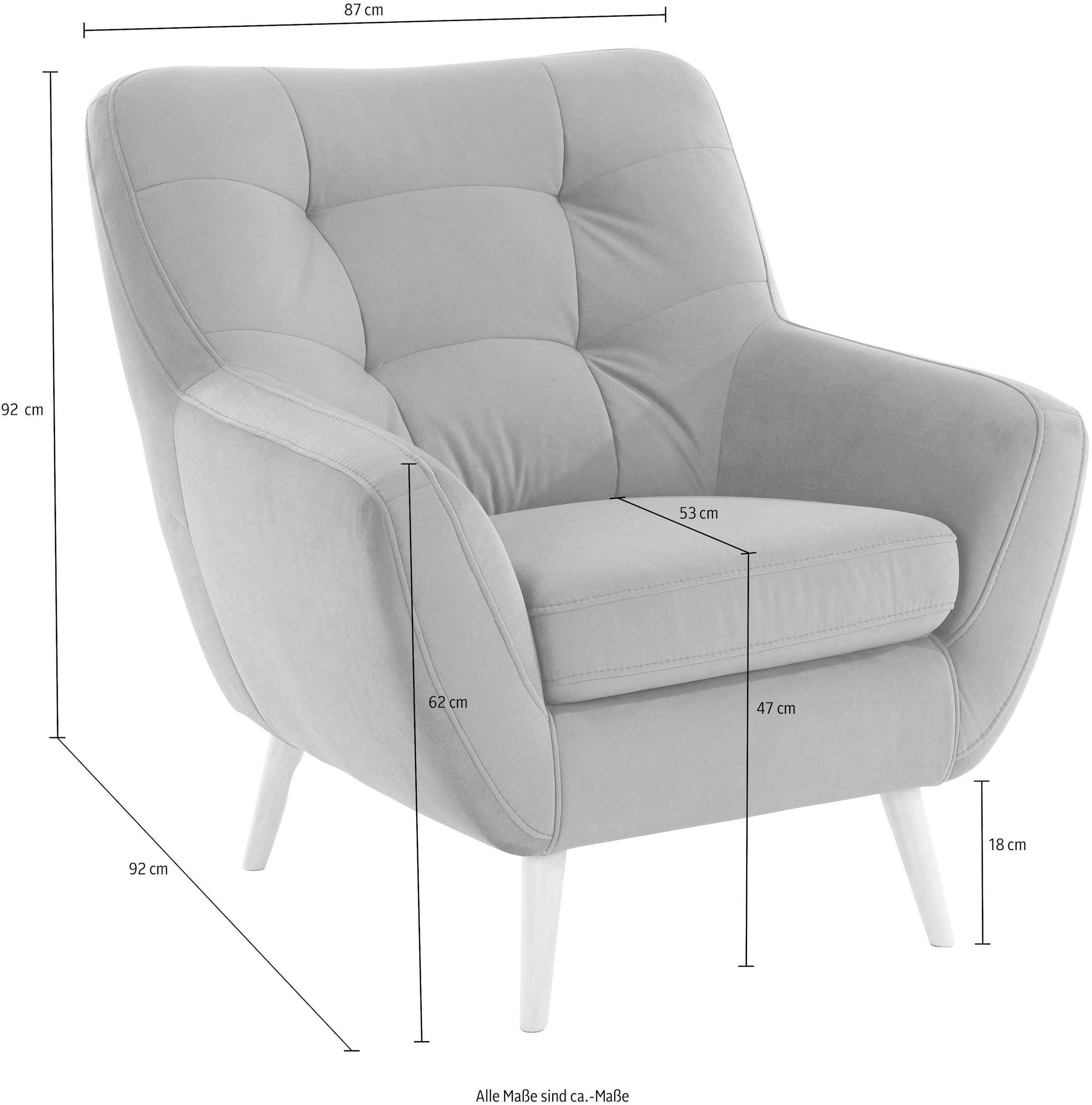 exxpo - sofa fashion Fauteuil »Scandi, Loungesessel mit tollem Sitzkomfort, hochwertige Polsterung« bequem, hohe Holzfüsse