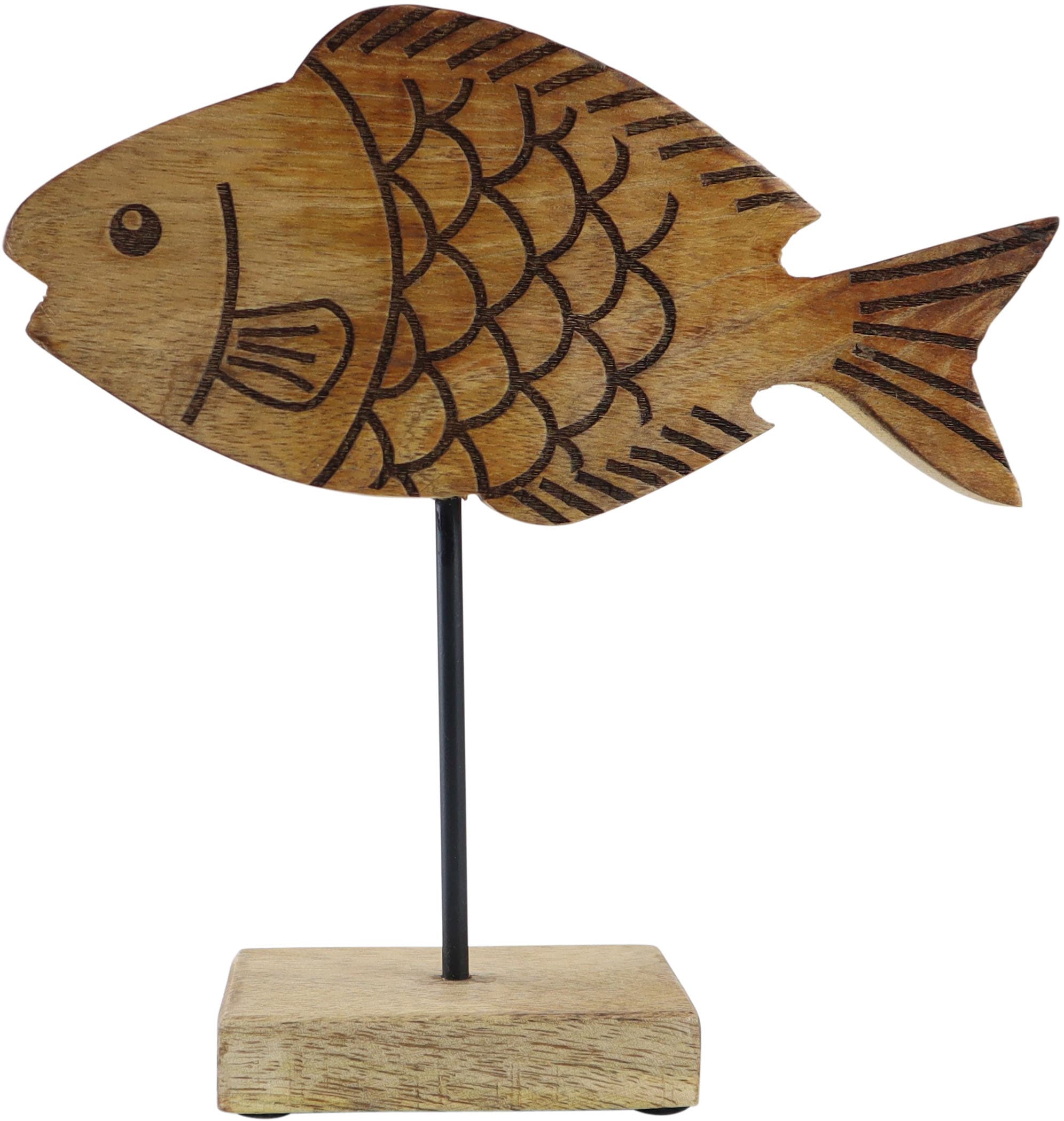 Image of AM Design Dekofigur "Fisch aus Mangoholz und Metall" Osterdekoration in drei Grössen