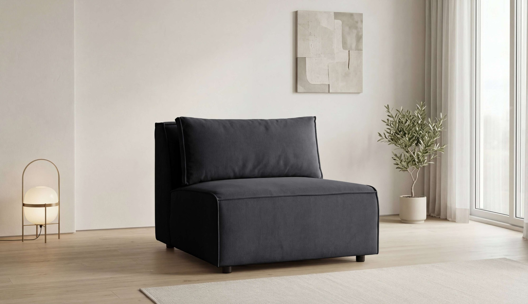 Image of GOODproduct Sessel "Jorrena, extra weicher Chenille-Stoff" Armloser 1-Sitzer, 3 Komfortstufen, 90x105 cm, mit Wellenunterfederung