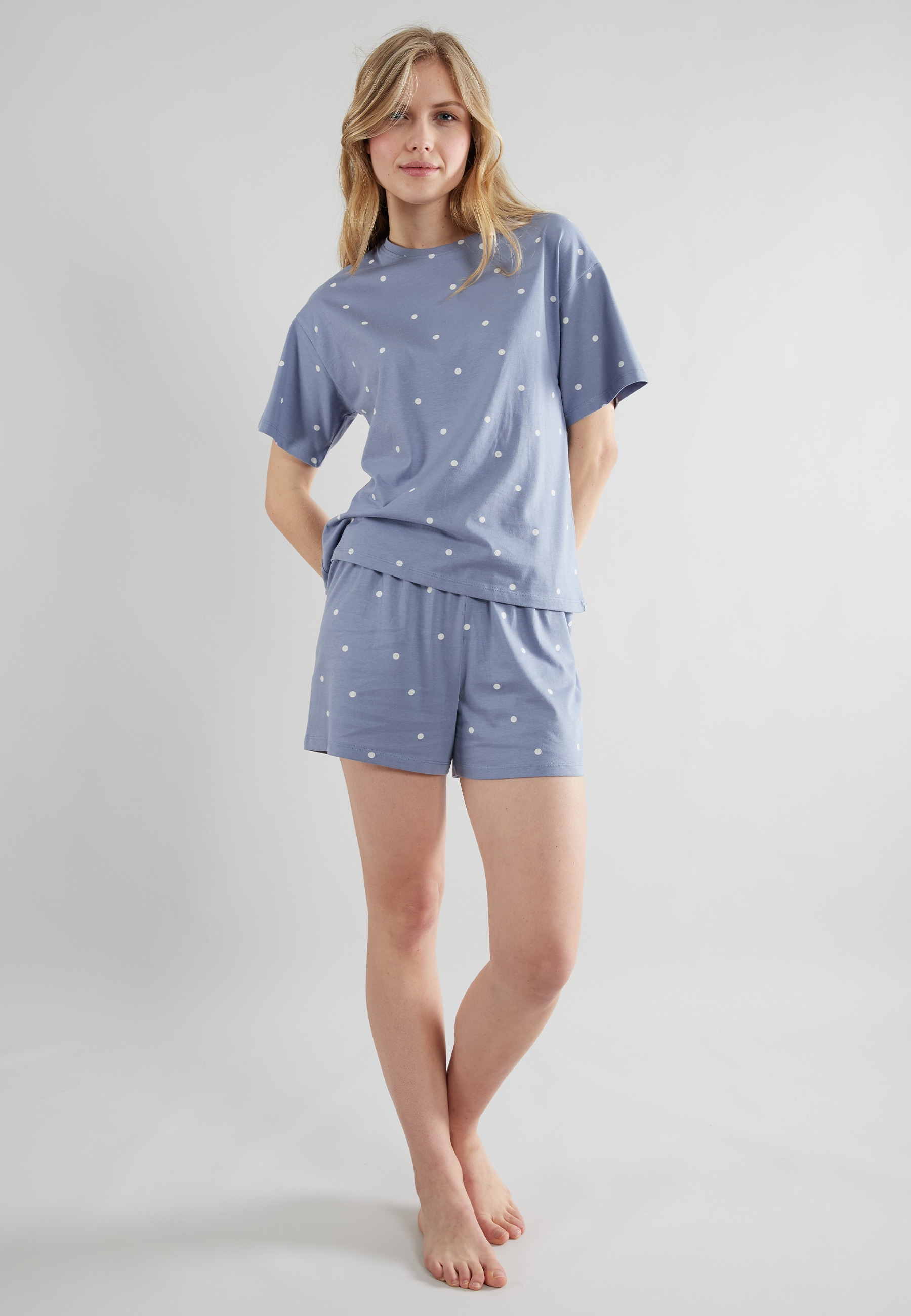 Image of TOM TAILOR Shorty "Charlotte" 2 tlg. gepunktet, Kurzarm, Rundhalsausschnitt, kurze Hose, feminin, bequem
