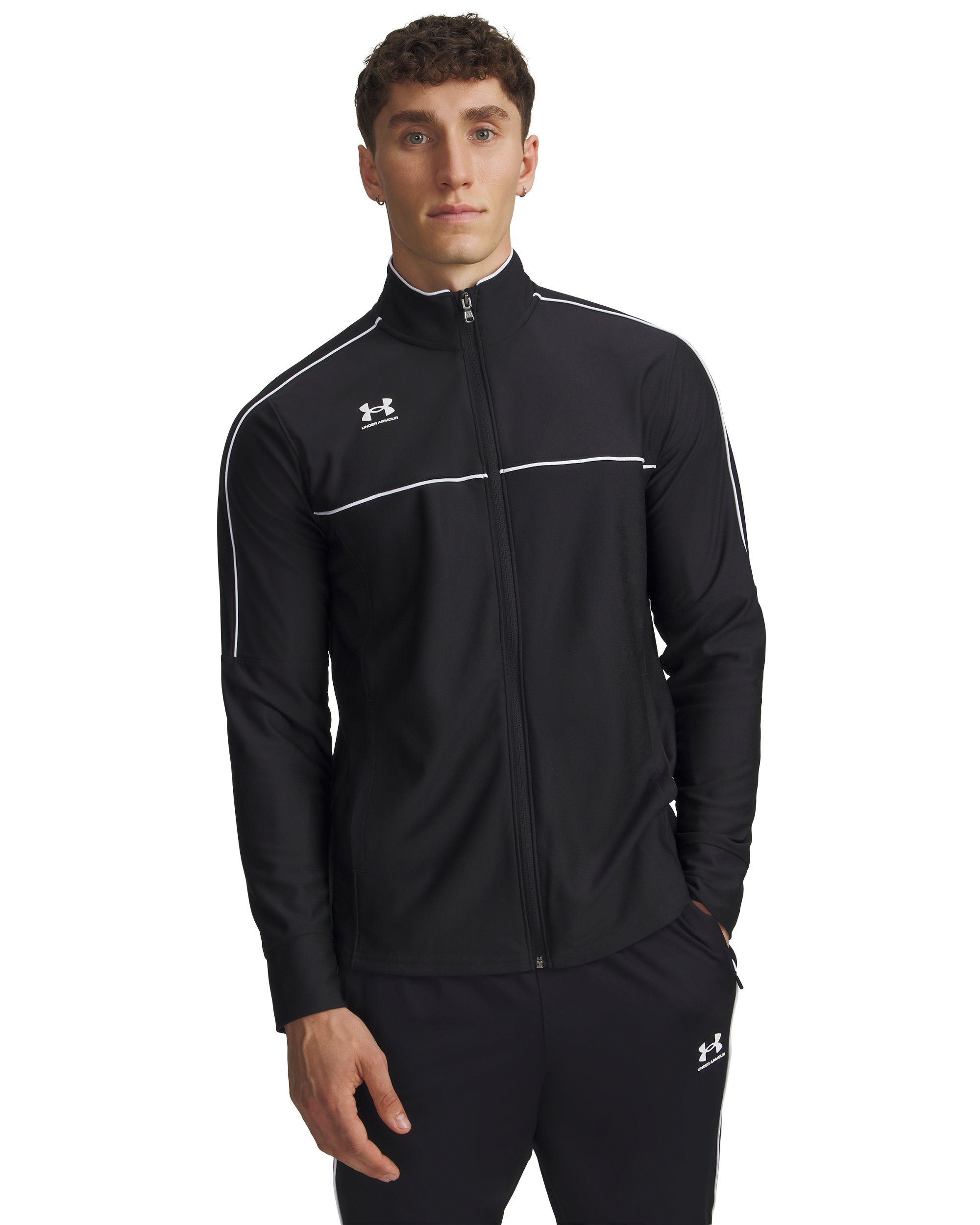 Image of Under Armour Trainingsjacke "M CHALLENGER TRACK JACKET" mit offenen Seitentaschen, aus strukturiertem Strickstoff
