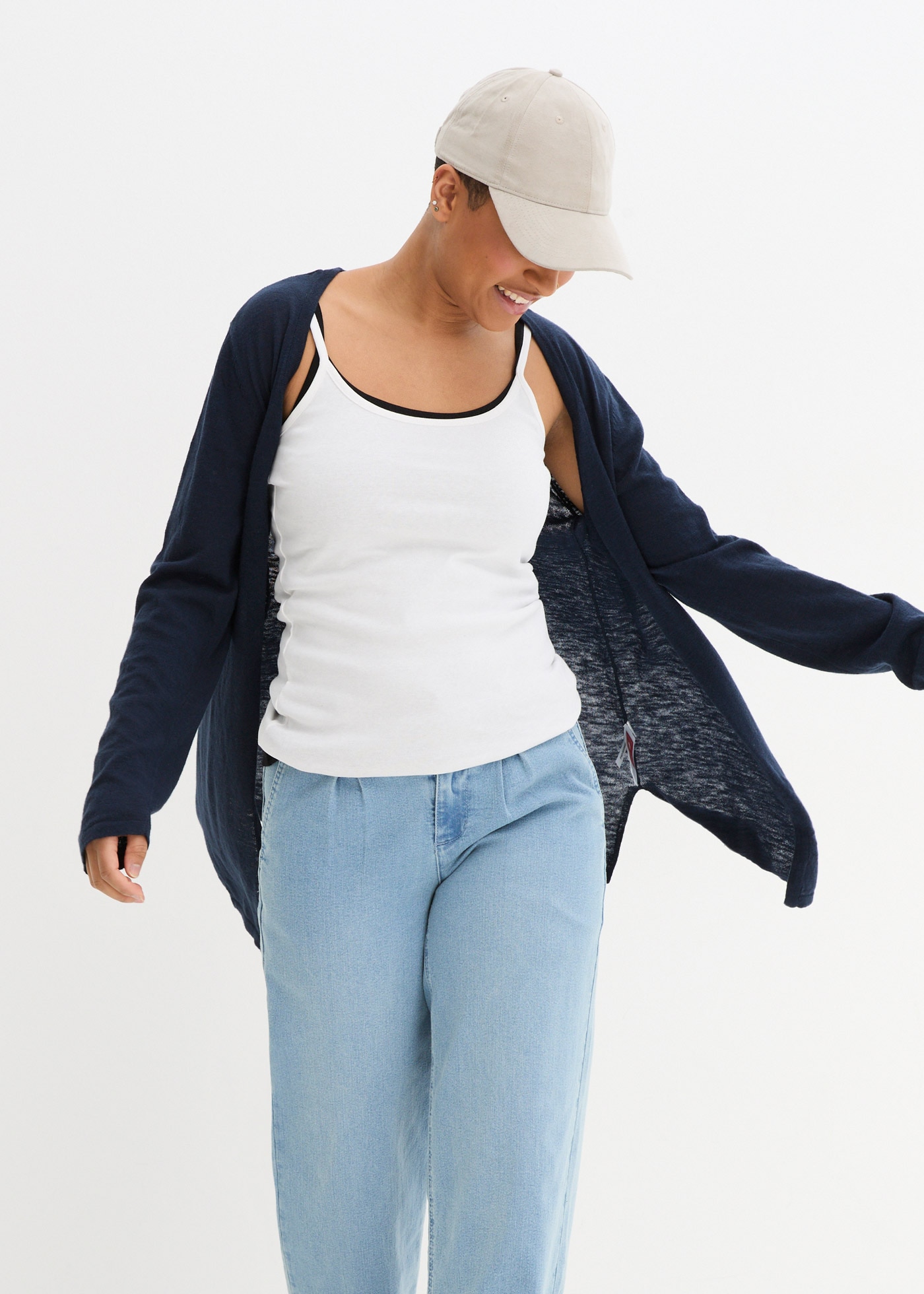 bonprix Veste en tricot Strickjacke aus reiner Baumwoll-Slub Qualität