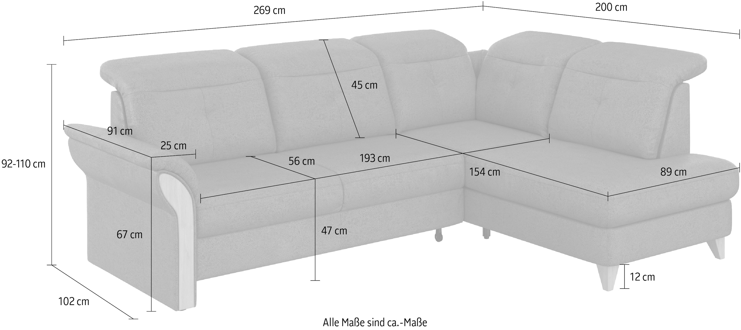 Home affaire Ecksofa »Dangast L-Form«, Kopfteilverstellung, wahlweise mit motorischer Relaxfunktion