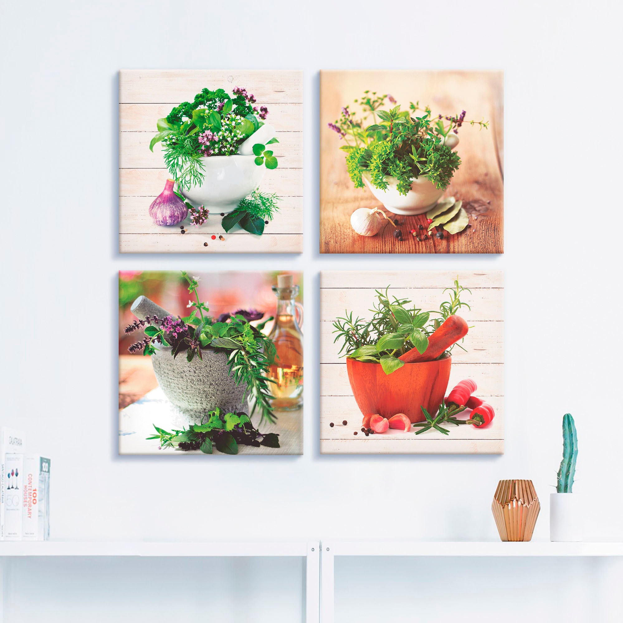 Artland Tableau sur toile »Frische Kräuter und Gewürze« 4 cuis tlg. 4er Set, verschiedene Grössen