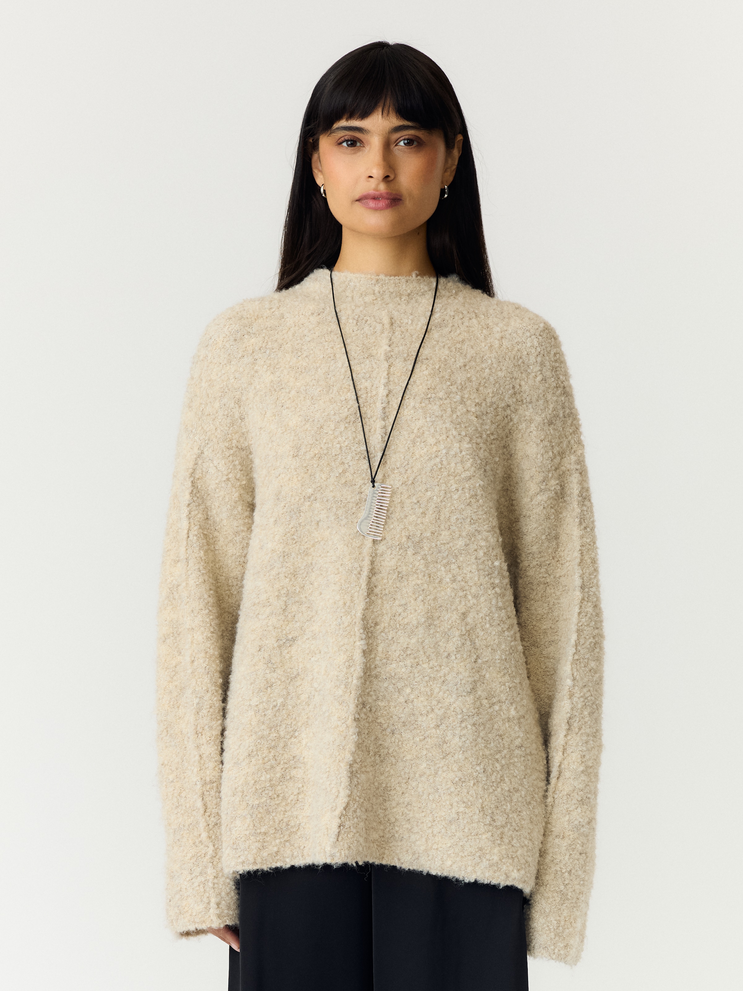 Image of Y.A.S Stehkragenpullover "YASPLIRA LS HIGH NECK PULLOVER NOOS" Materialmix mit Wolle