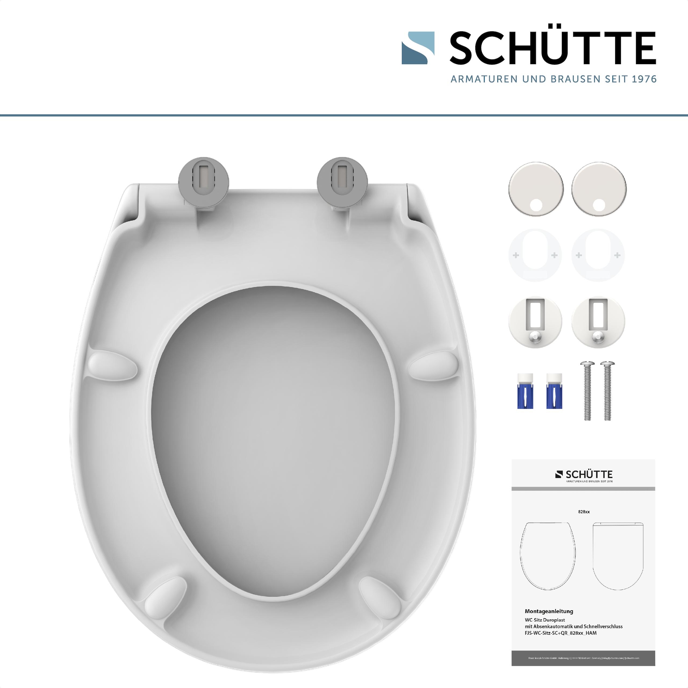Schütte Siège de WC »Duroplast, WHITE PRO 1« Abattant WC, matériel de fixation, notice de montage,  avec mécanisme de descente automatique et fermeture rapide