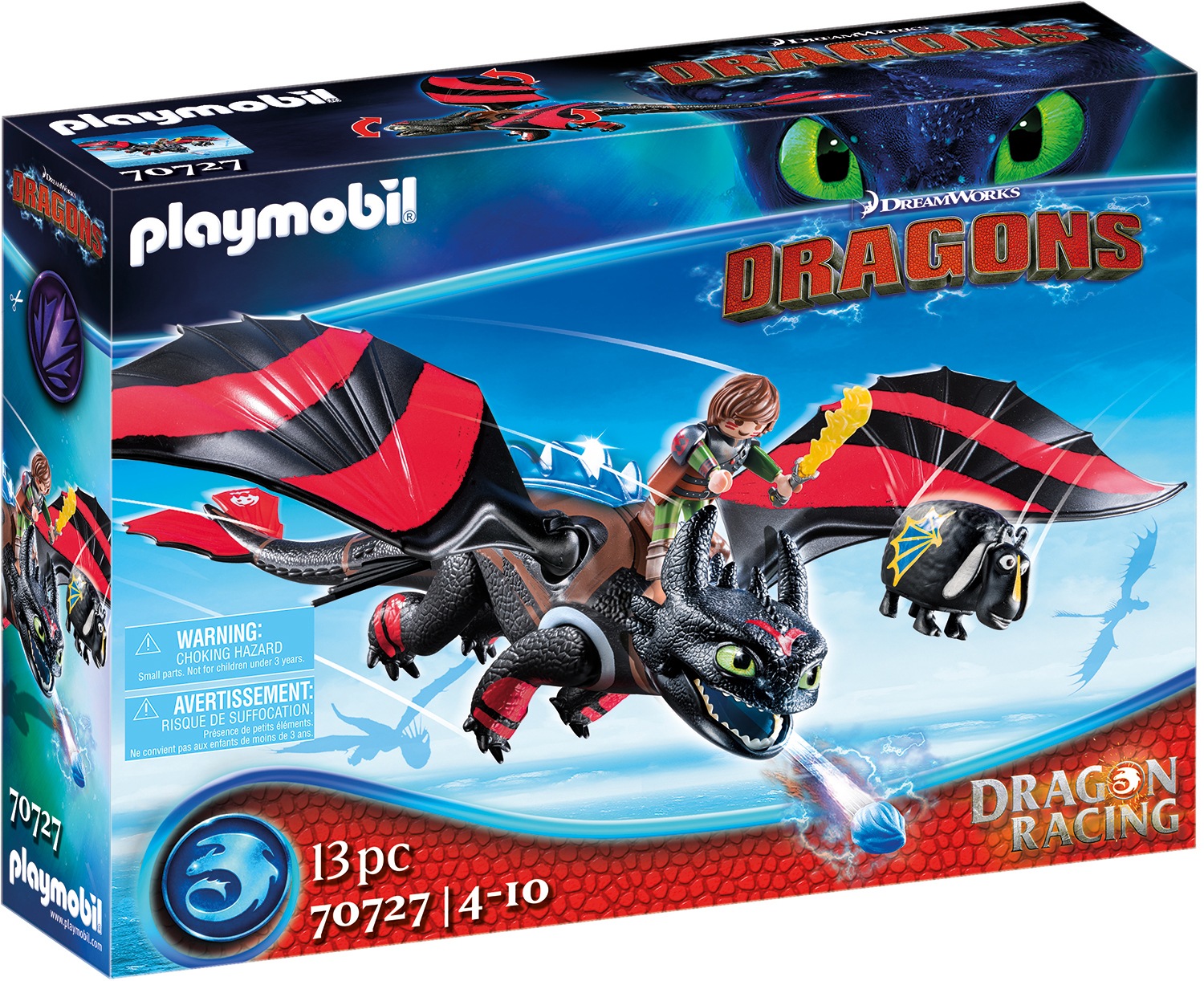 Image of Playmobil® Konstruktions-Spielset »Dragon Racing: Hicks und Ohnezahn (70727), Dragons«, (13 St.), Made in Germany, mit LED-Licht und Schussfunktion bei Ackermann Versand Schweiz