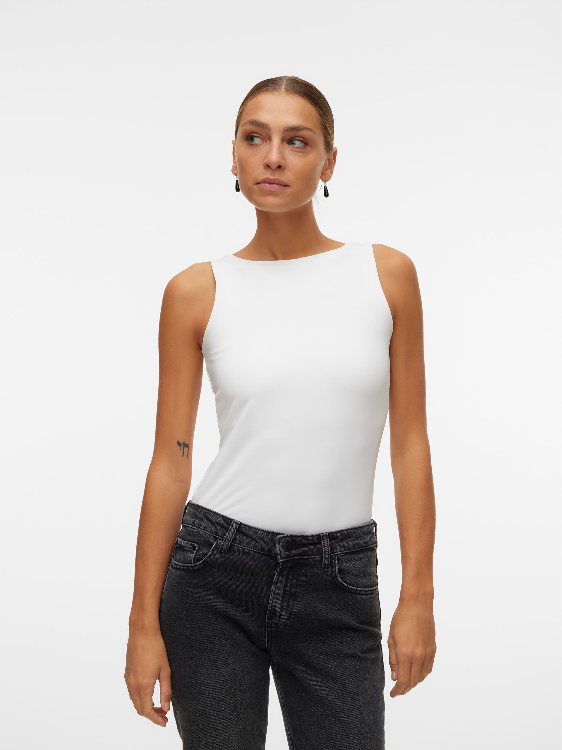 Image of Vero Moda Shirttop "VMMILLION SL SQUARE TOP 2-WAY JRS NOOS" Materialmix, regular fit