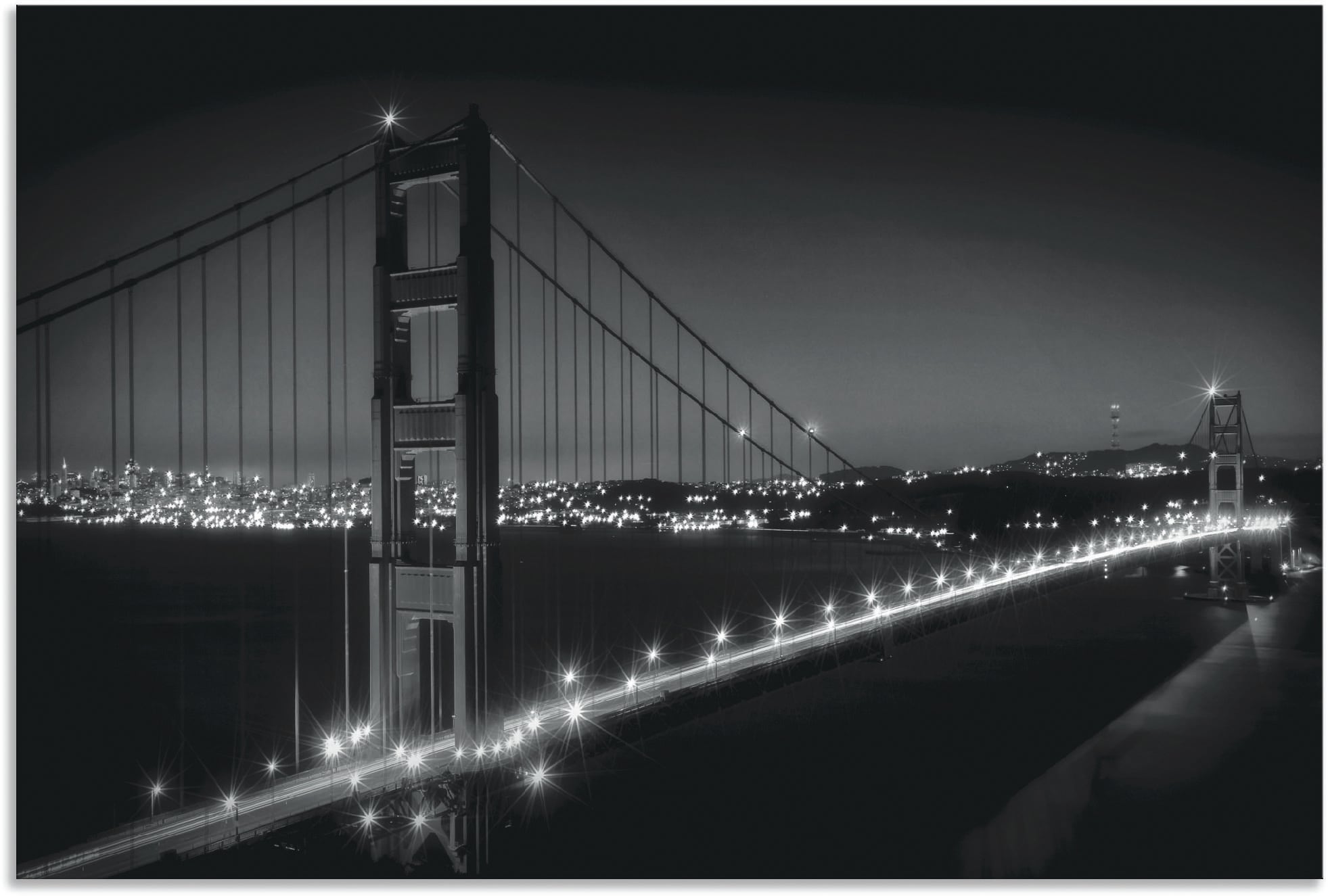 Image of Artland Alu-Dibond-Druck "Golden Gate Bridge am Abend" San Francisco 1 Stk. tlg. für Innen- und Aussenbereich geeignet, Outdoorbild