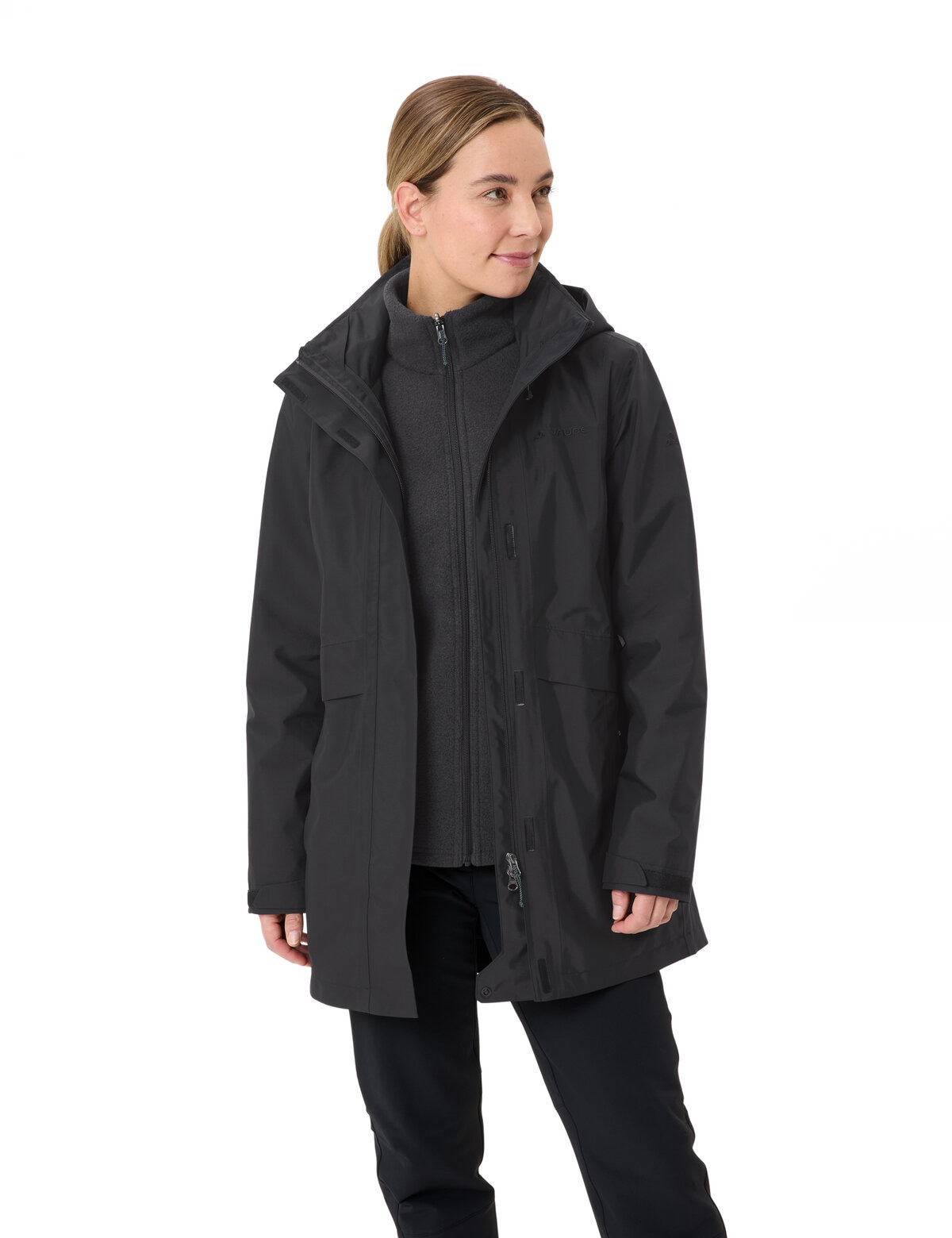 VAUDE 3-in-1-Funktionsparka »WOMEN'S IDRIS 3IN1 PARKA IV« 2 Stk. tlg. mit regulierbarer Kapuze, mit drei Aussentaschen