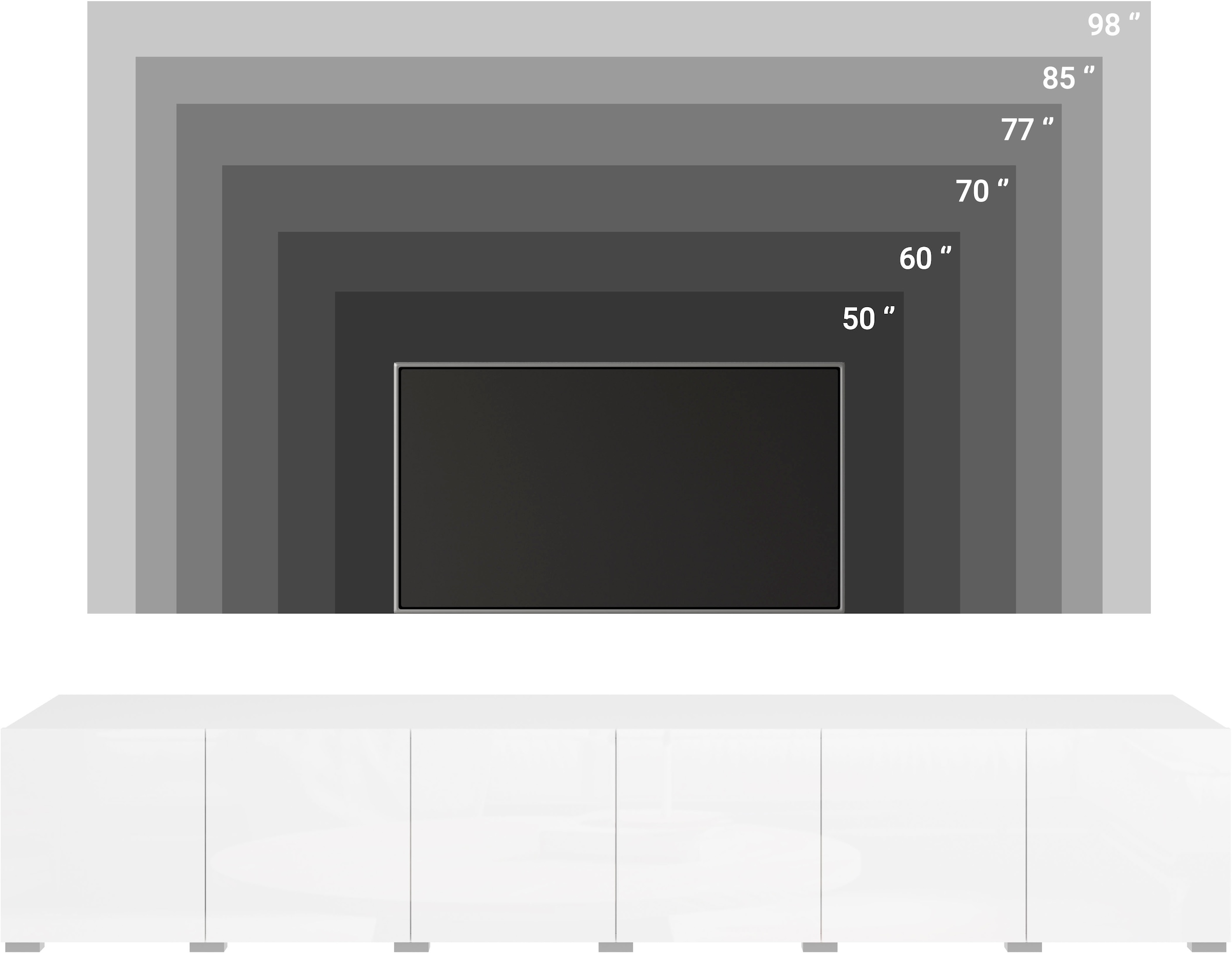 GOODproduct Table basse »Denver Erlebe die Weltmeisterschaft im XXL-Format« 1 cuis tlg. Elegantes TV-Möbel 220 cm, speziell für bis zu 98-Zoll Fernseher