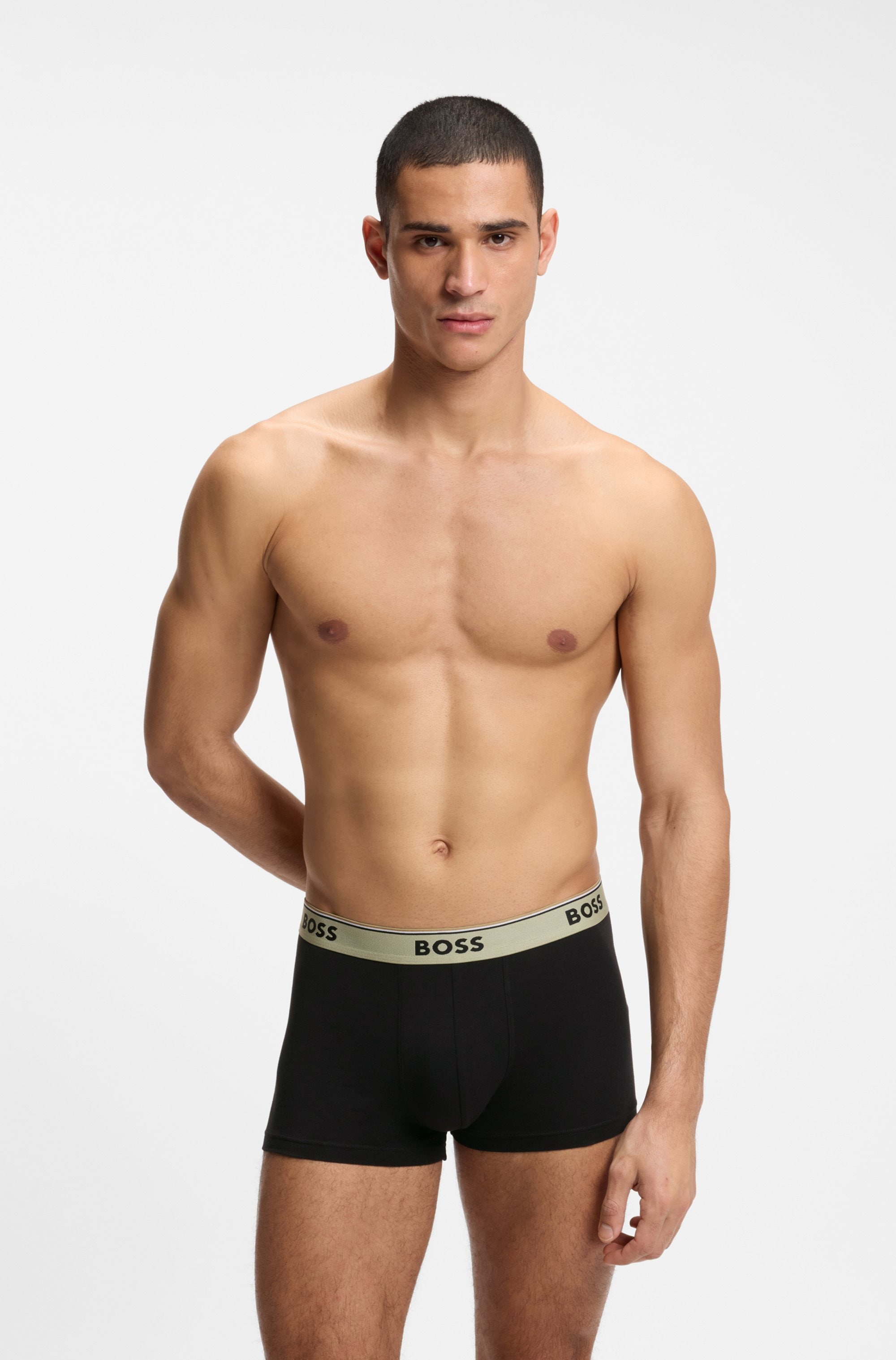 BOSS Tronc Paquet, 3 cuis en coton stretch, taille élastique, hauteur de taille moyenne