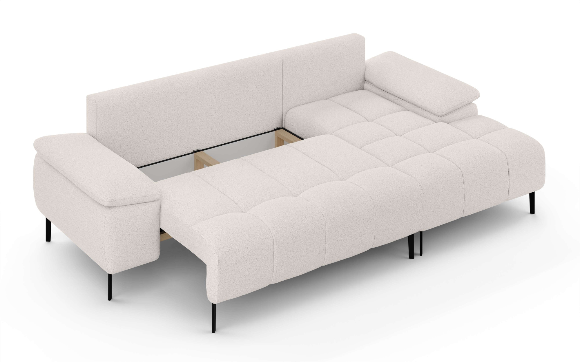 INOSIGN Ecksofa »DROMARA Schlafsofa mit Bettkasten, Masse: B/T/H 277/141/91 cm«, L-Form mit Recamiere rechts/links bestellbar, Wellenunterfederung